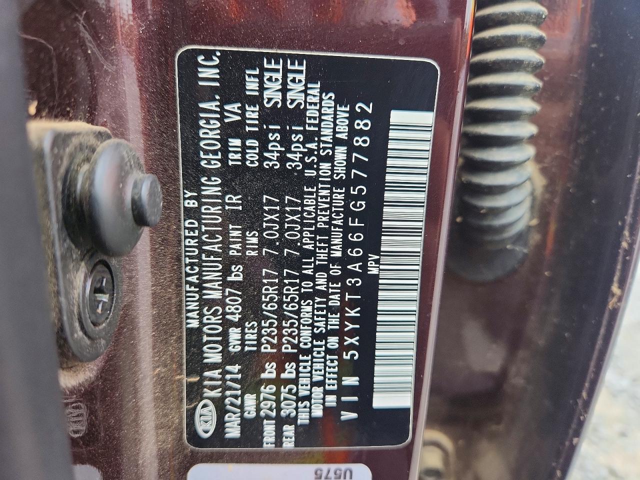 2015 Kia Sorento Lx Maroon vin: 5XYKT3A66FG577882