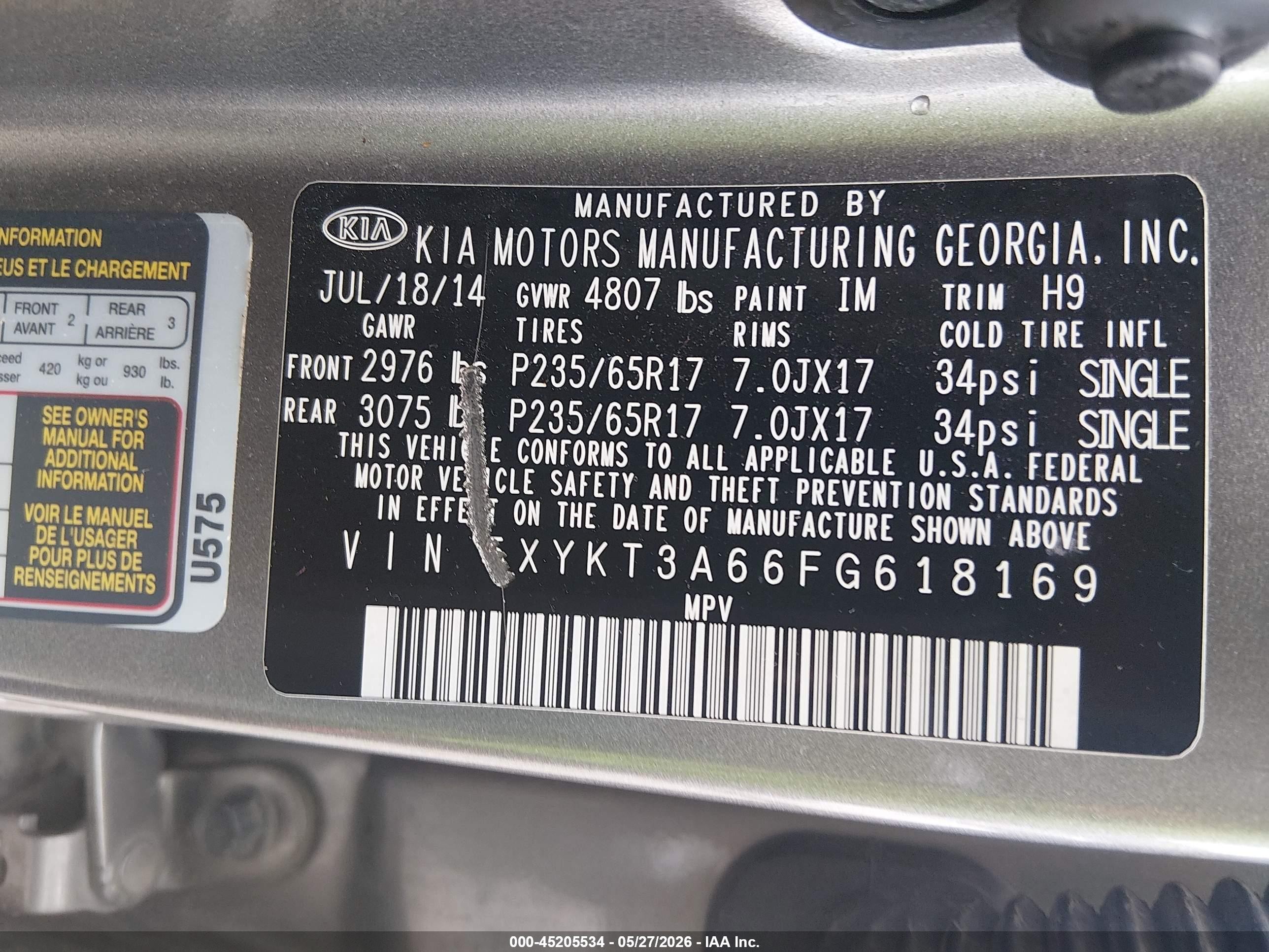 2015 Kia Sorento Lx Gray vin: 5XYKT3A66FG618169