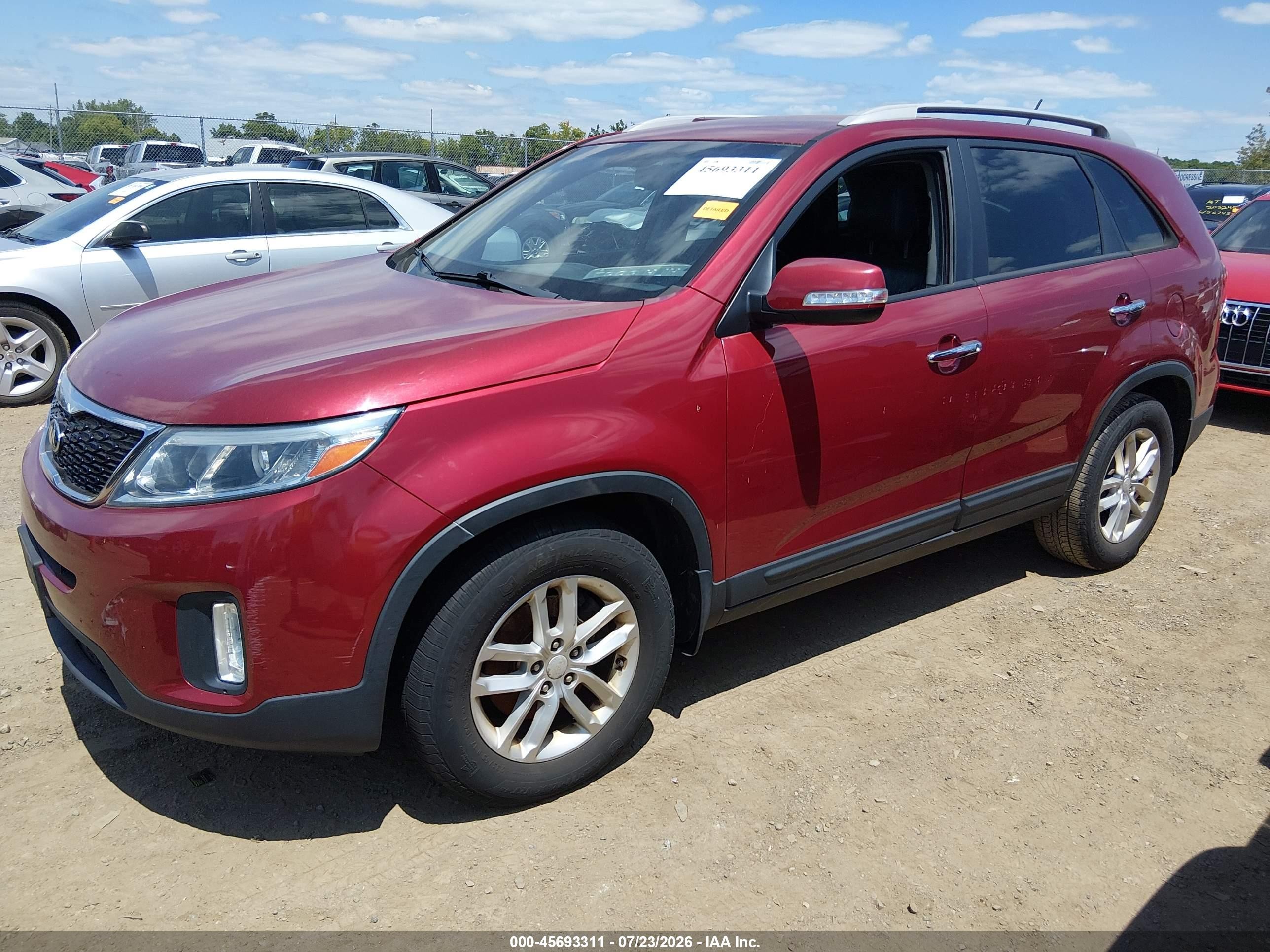 2015 Kia Sorento Lx Red vin: 5XYKT3A66FG641869