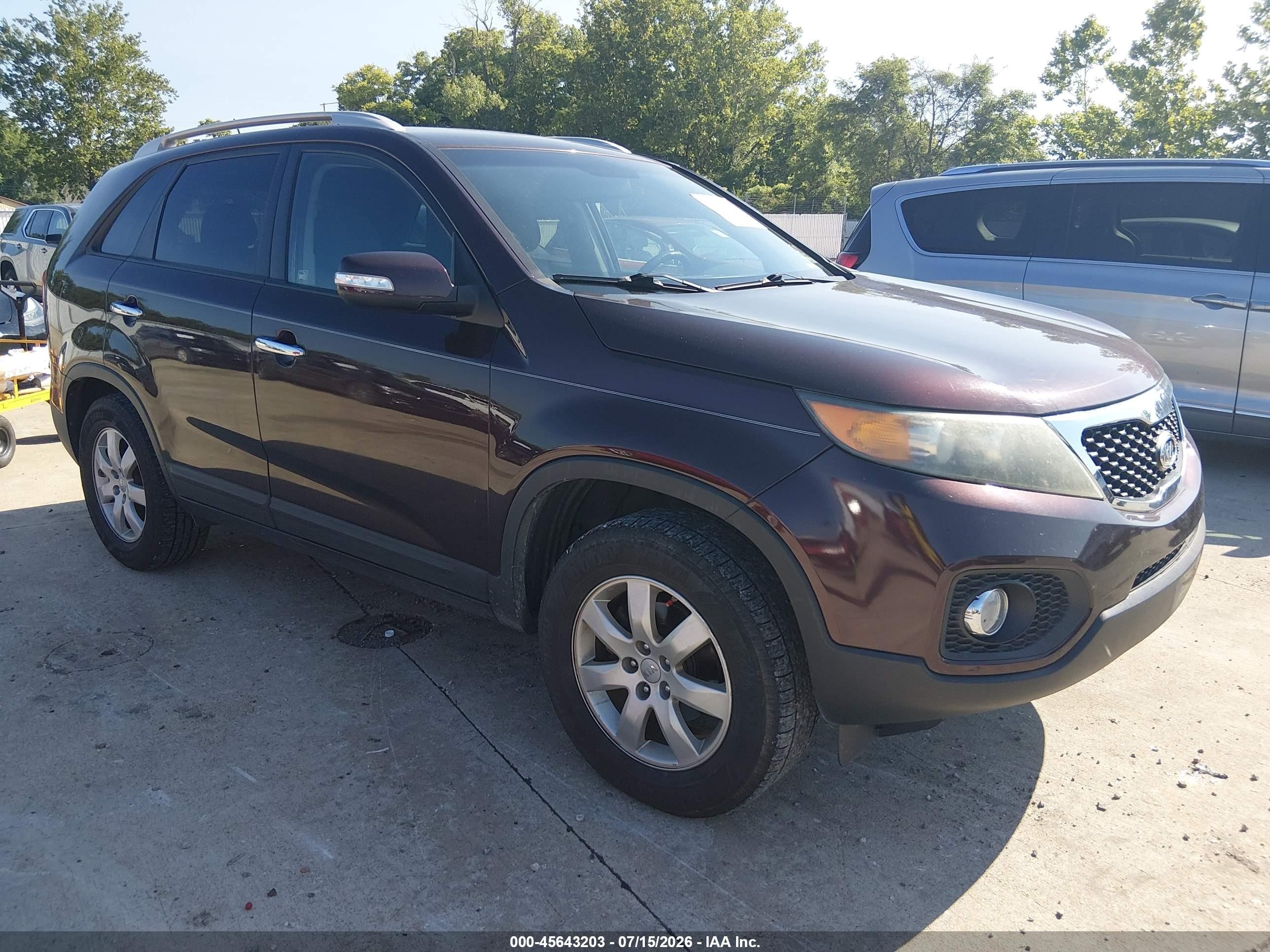 2012 Kia Sorento Lx Purple vin: 5XYKT3A67CG231335