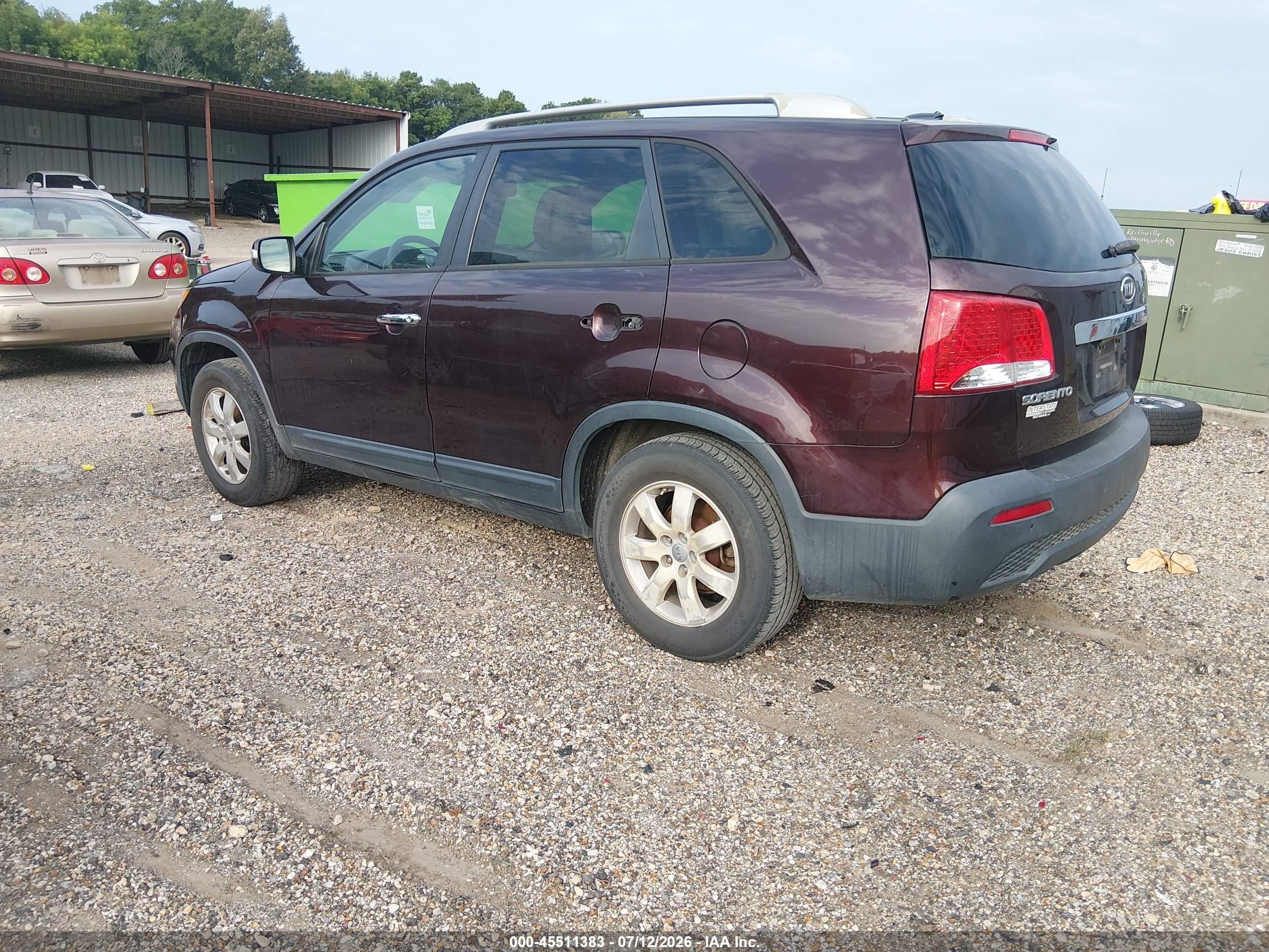 2012 Kia Sorento Lx Burgundy vin: 5XYKT3A67CG302033