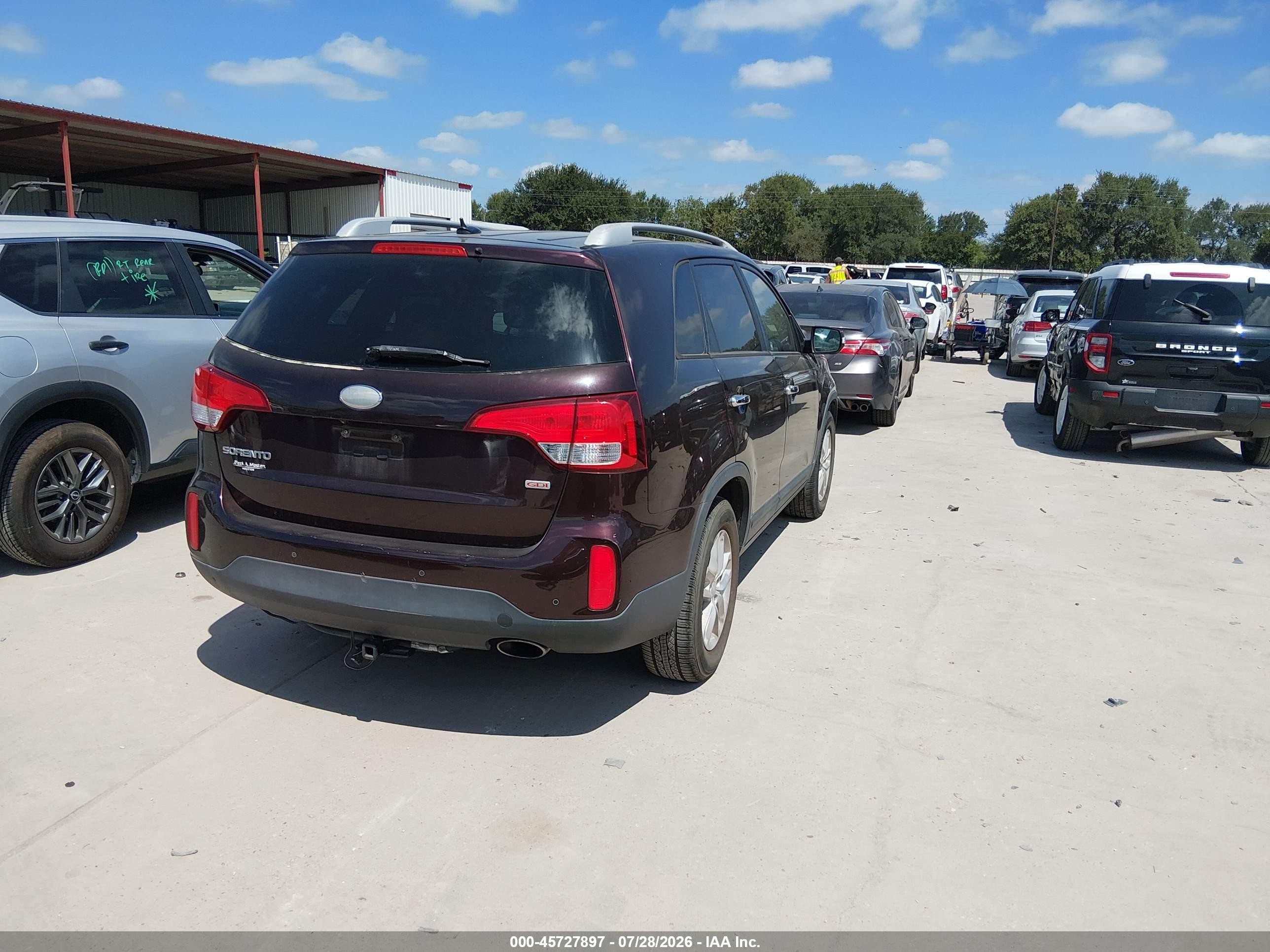 2015 Kia Sorento Lx Maroon vin: 5XYKT3A67FG555454