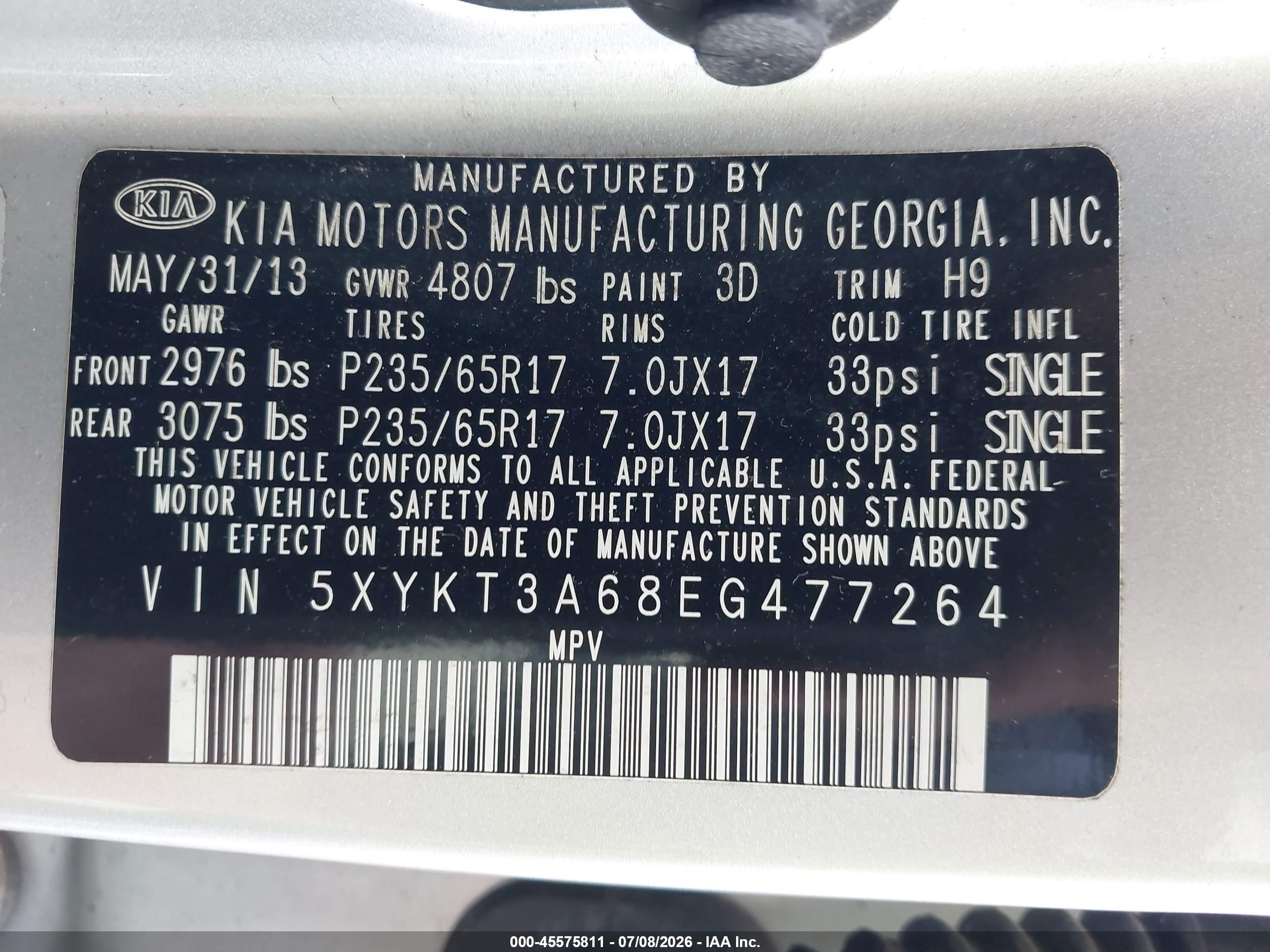 2014 Kia Sorento Lx Silver vin: 5XYKT3A68EG477264
