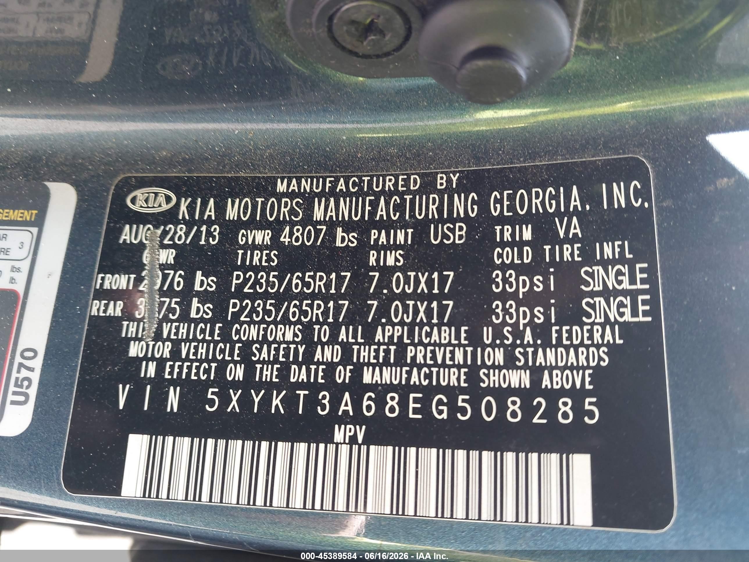 2014 Kia Sorento Lx Dark Blue vin: 5XYKT3A68EG508285