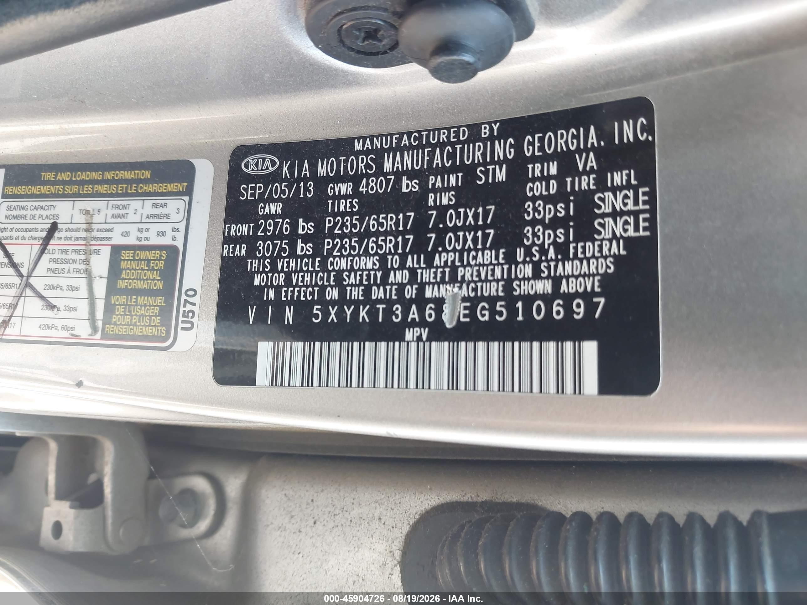 2014 Kia Sorento Lx Tan vin: 5XYKT3A68EG510697