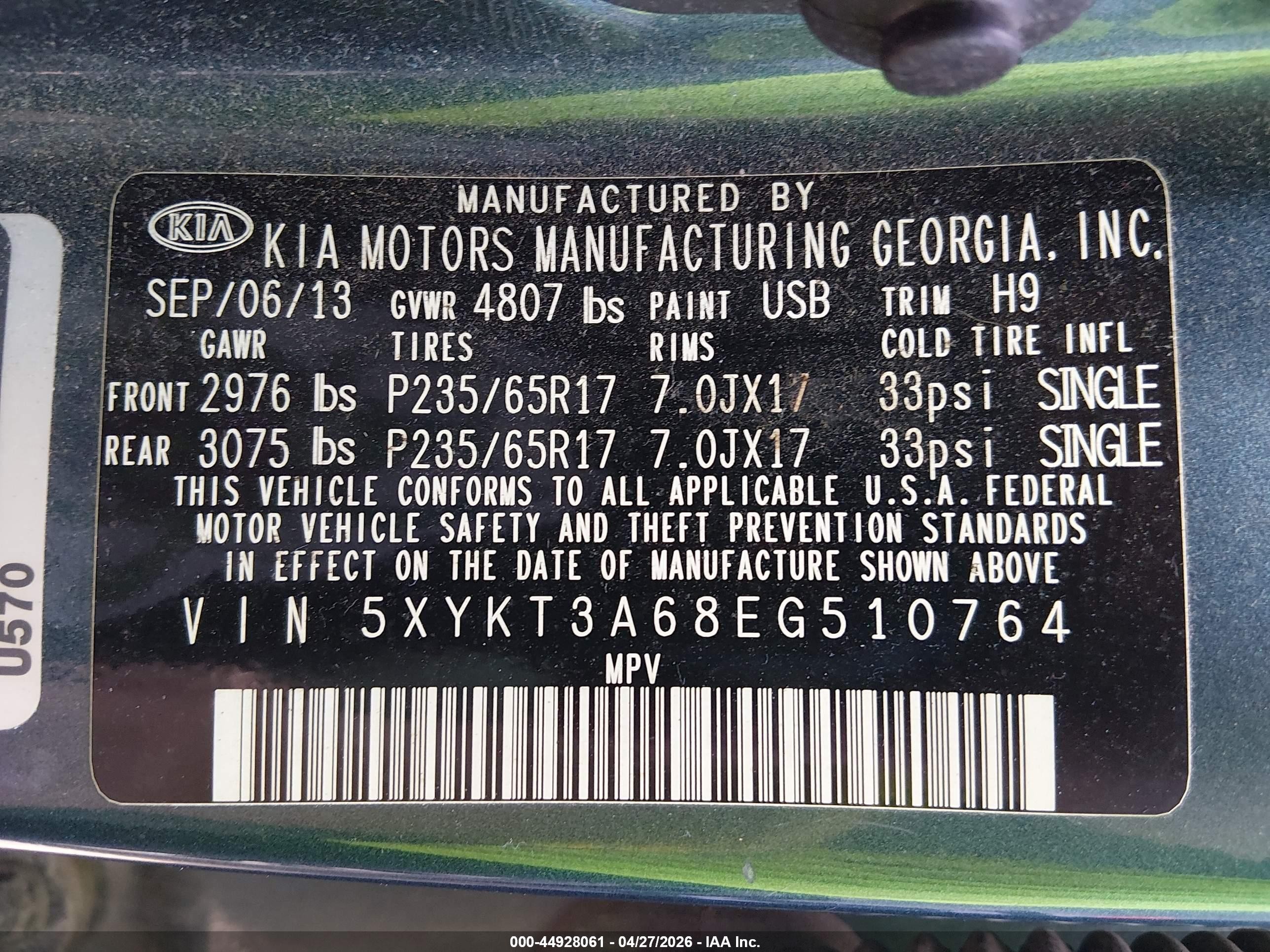 2014 Kia Sorento Lx Blue vin: 5XYKT3A68EG510764