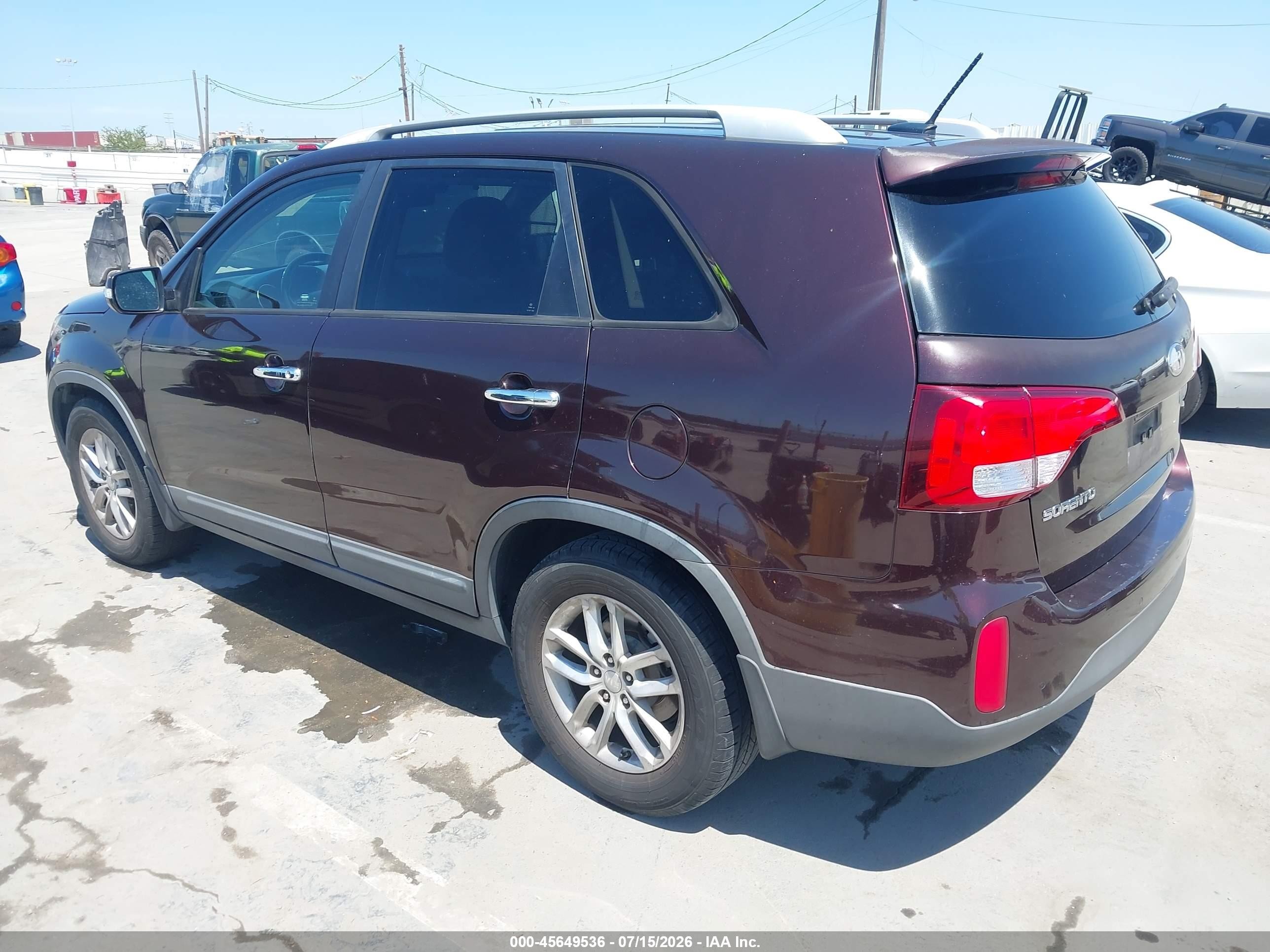 2014 Kia Sorento Lx Бордовый vin: 5XYKT3A68EG536247