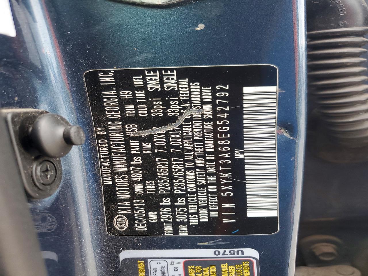 2014 Kia Sorento Lx Blue vin: 5XYKT3A68EG542792