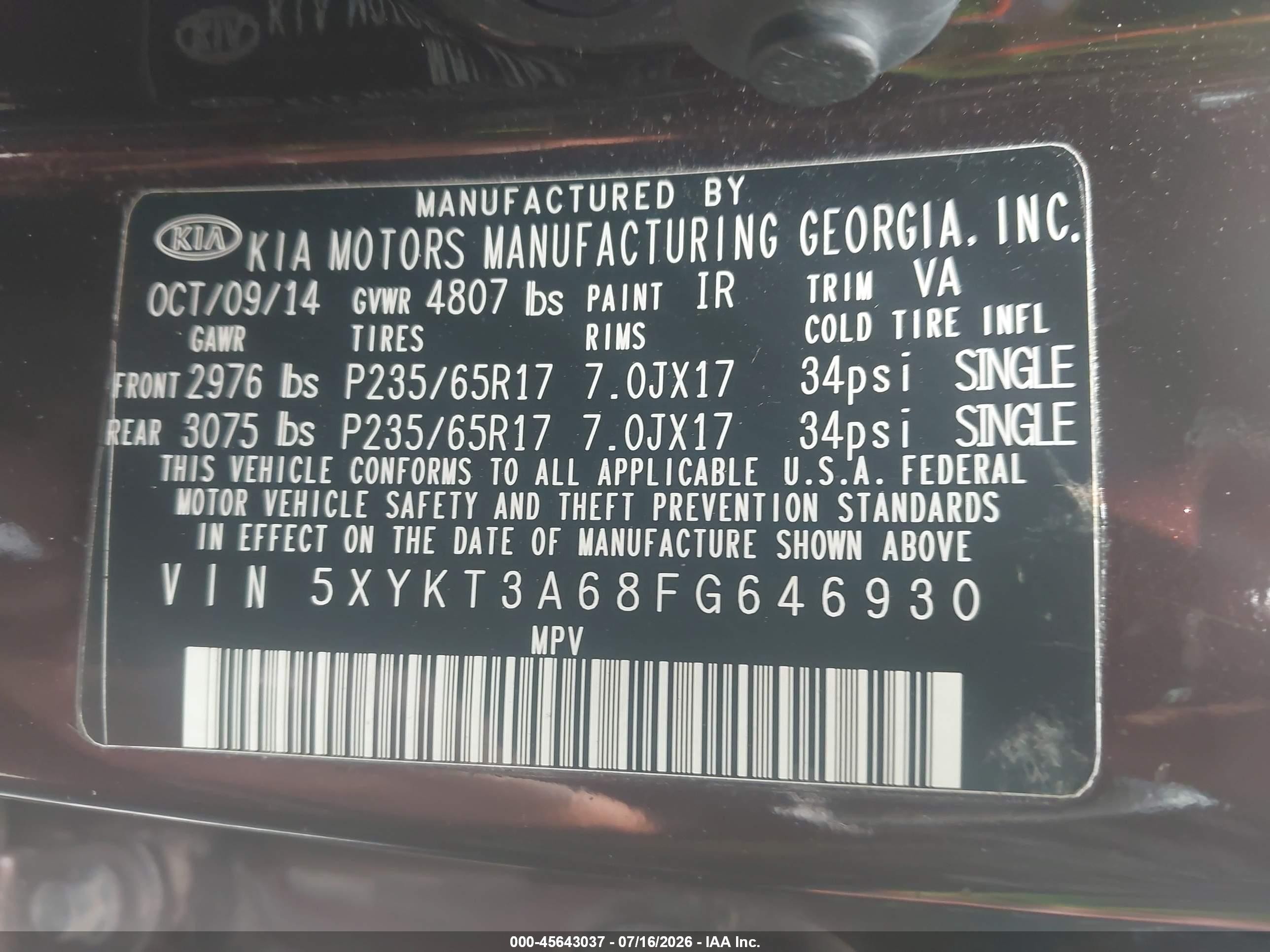 2015 Kia Sorento Lx Maroon vin: 5XYKT3A68FG646930