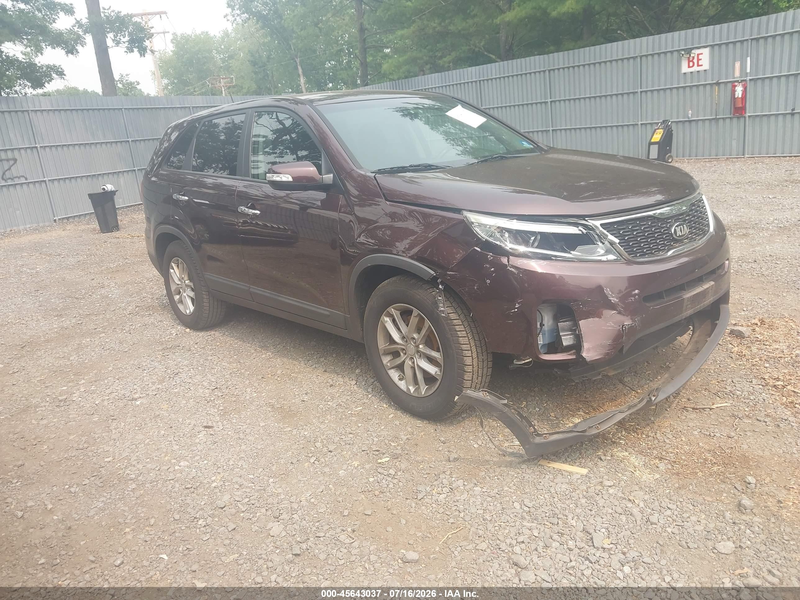 2015 Kia Sorento Lx Темно-бордовый vin: 5XYKT3A68FG646930