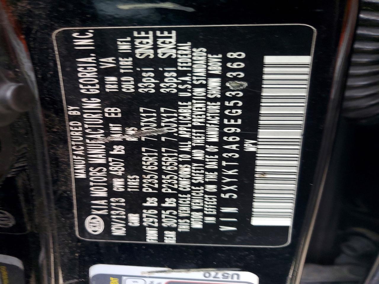 2014 Kia Sorento Lx Black vin: 5XYKT3A69EG536368