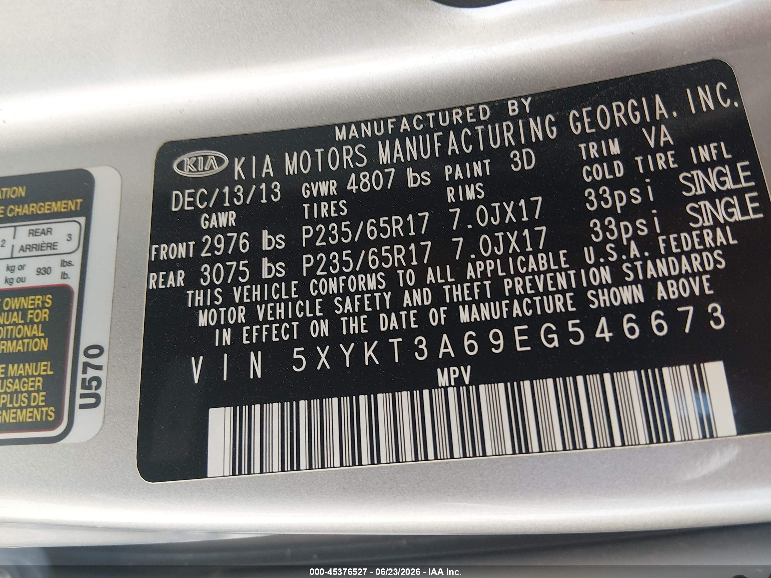 2014 Kia Sorento Lx Silver vin: 5XYKT3A69EG546673