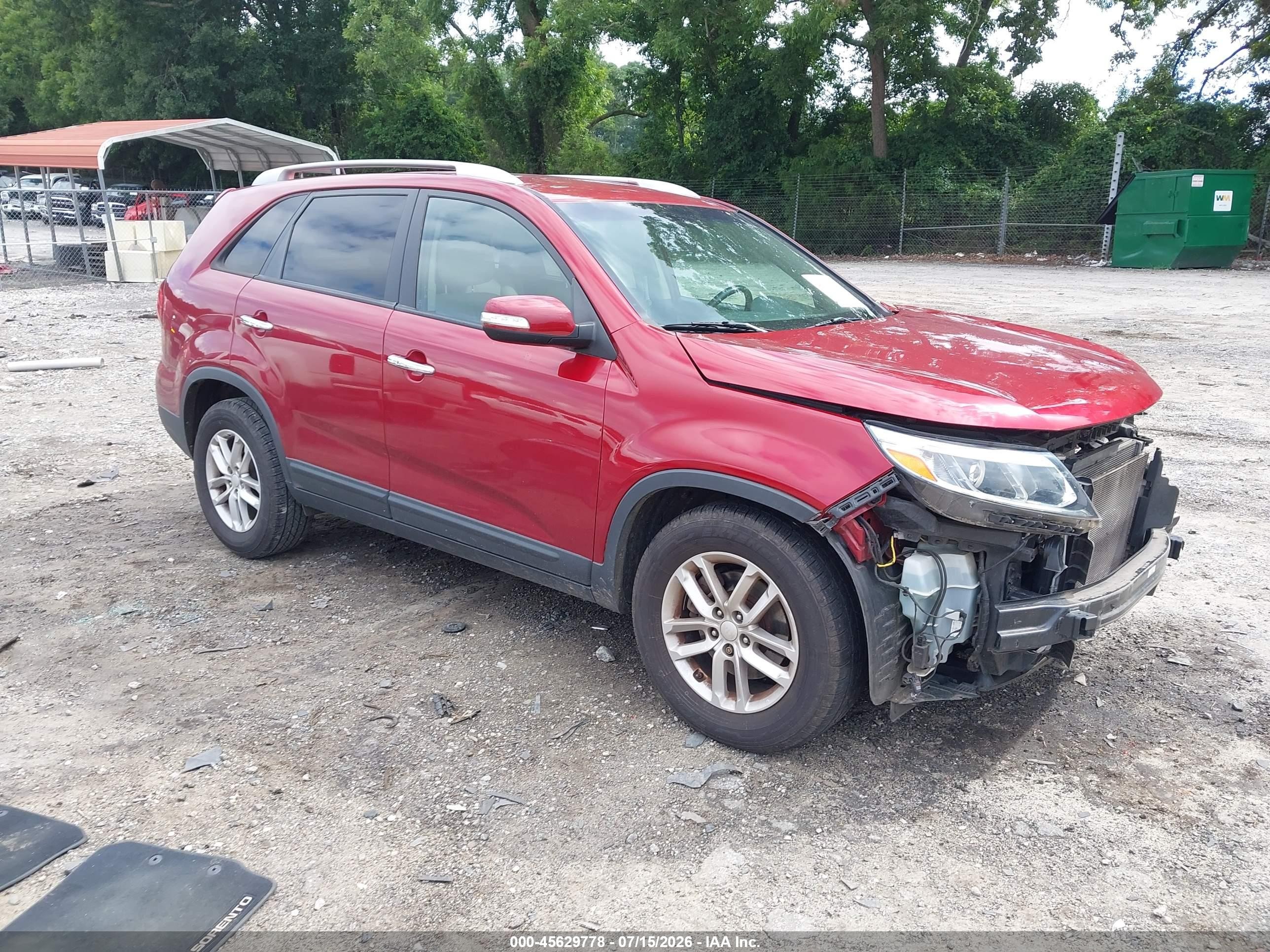 2014 Kia Sorento Lx Red vin: 5XYKT3A6XEG437803
