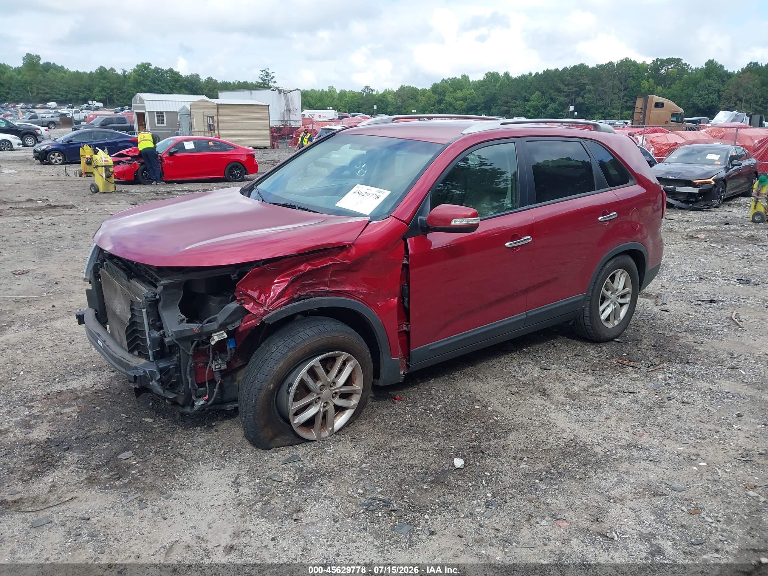 2014 Kia Sorento Lx Red vin: 5XYKT3A6XEG437803
