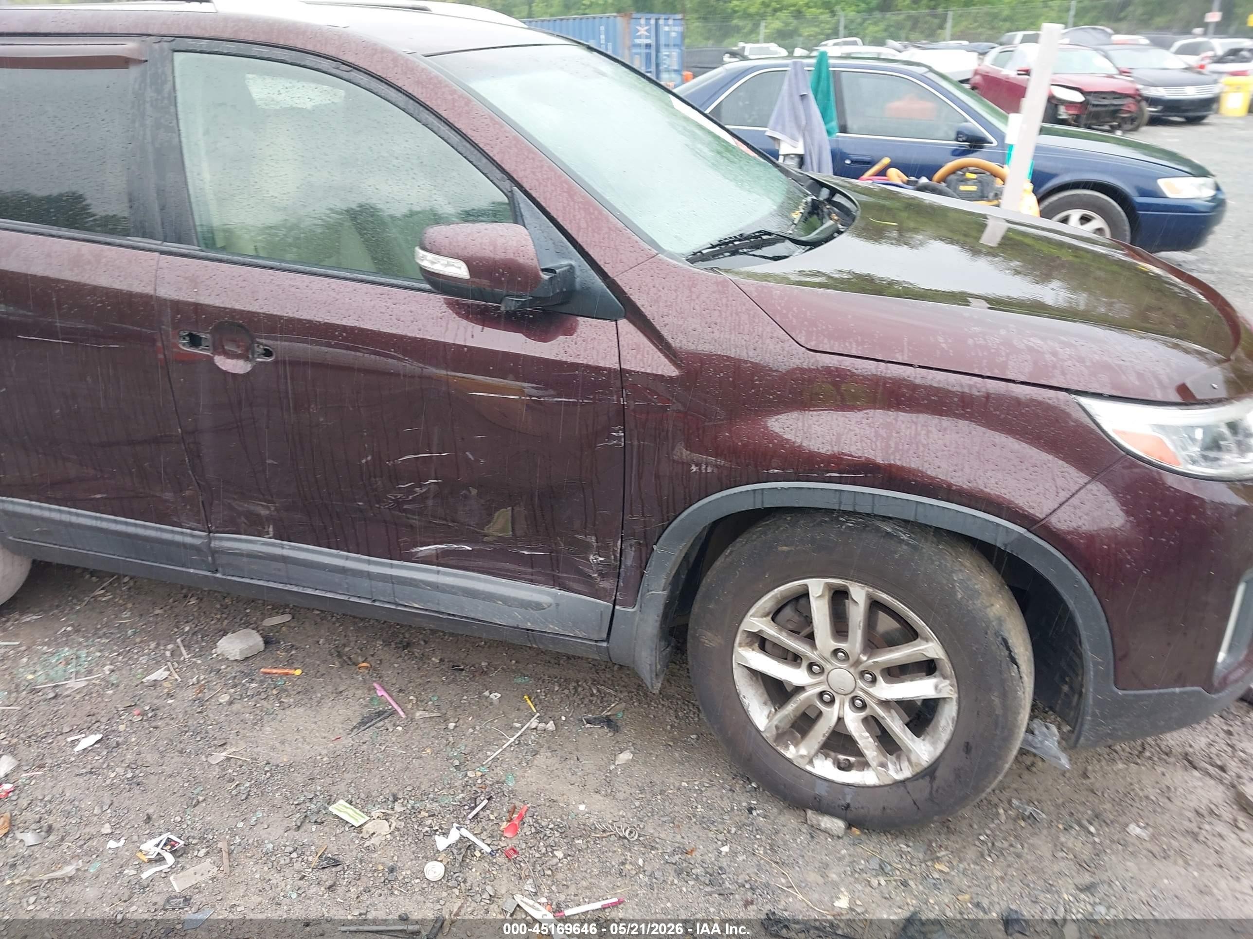 2015 Kia Sorento Lx Burgundy vin: 5XYKT3A6XFG653779