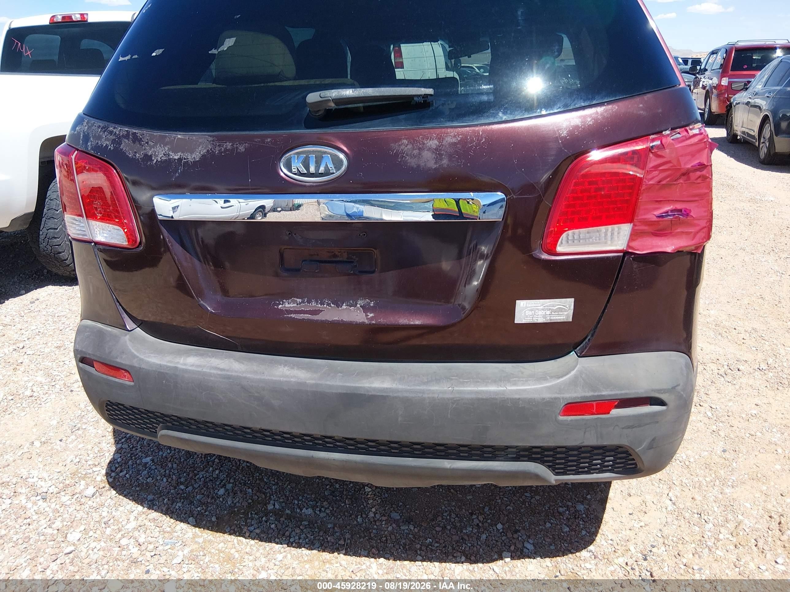 2013 Kia Sorento Lx V6 Brown vin: 5XYKT4A21DG376164