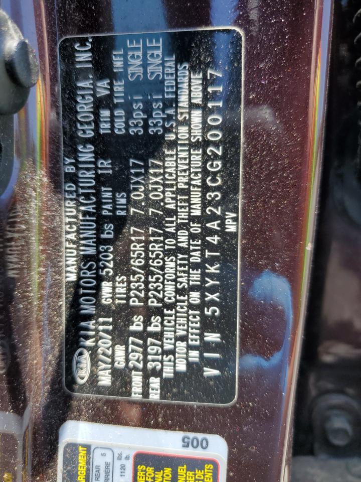 2012 Kia Sorento Base Purple vin: 5XYKT4A23CG200117