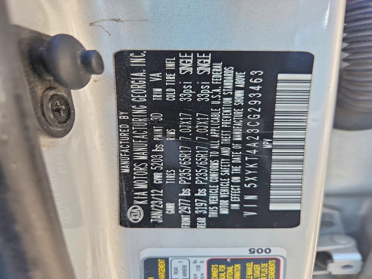 2012 Kia Sorento Lx Silver vin: 5XYKT4A23CG293463