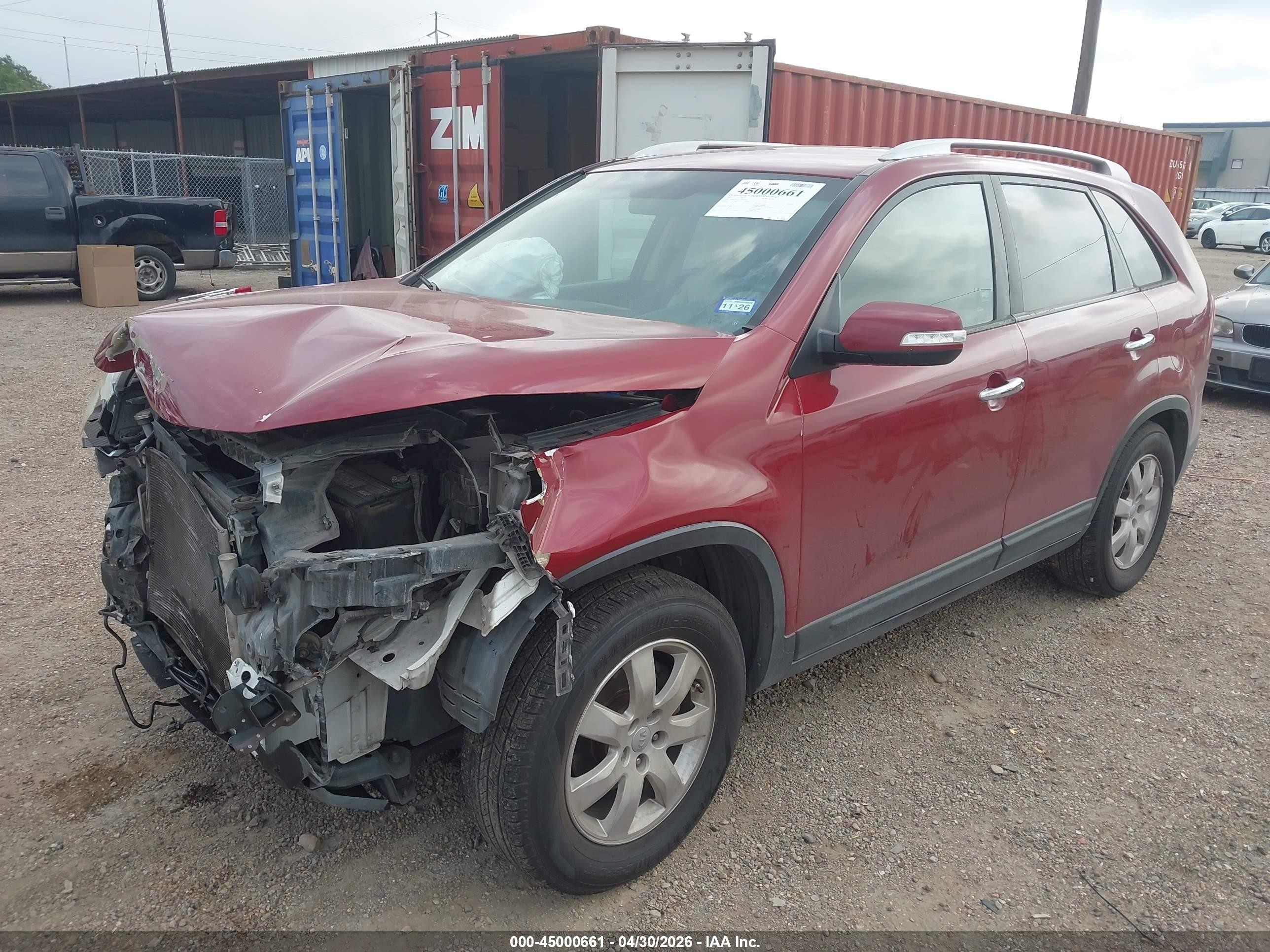 2013 Kia Sorento Lx V6 Red vin: 5XYKT4A23DG372326