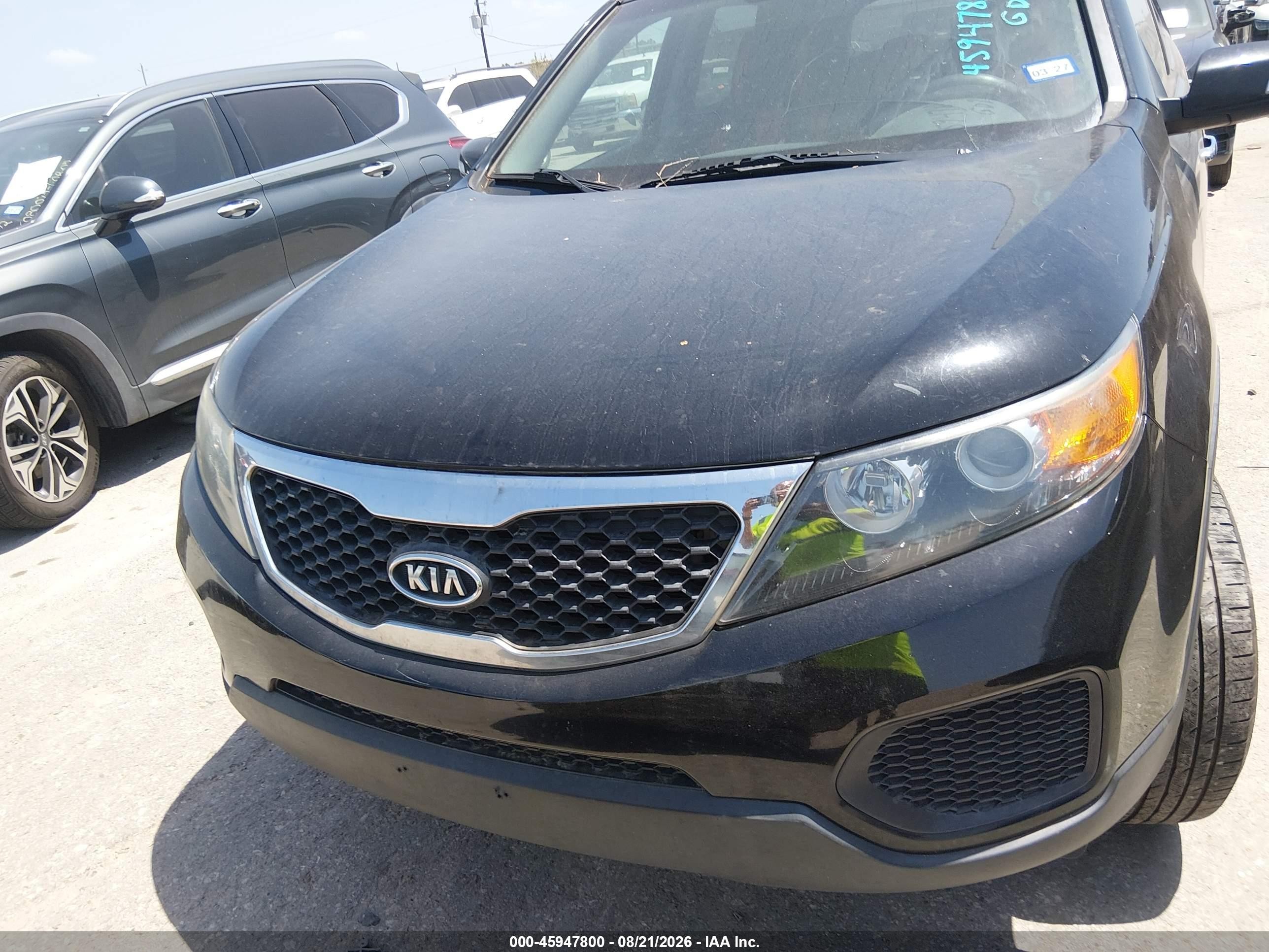 2013 Kia Sorento Lx V6 Black vin: 5XYKT4A23DG404126