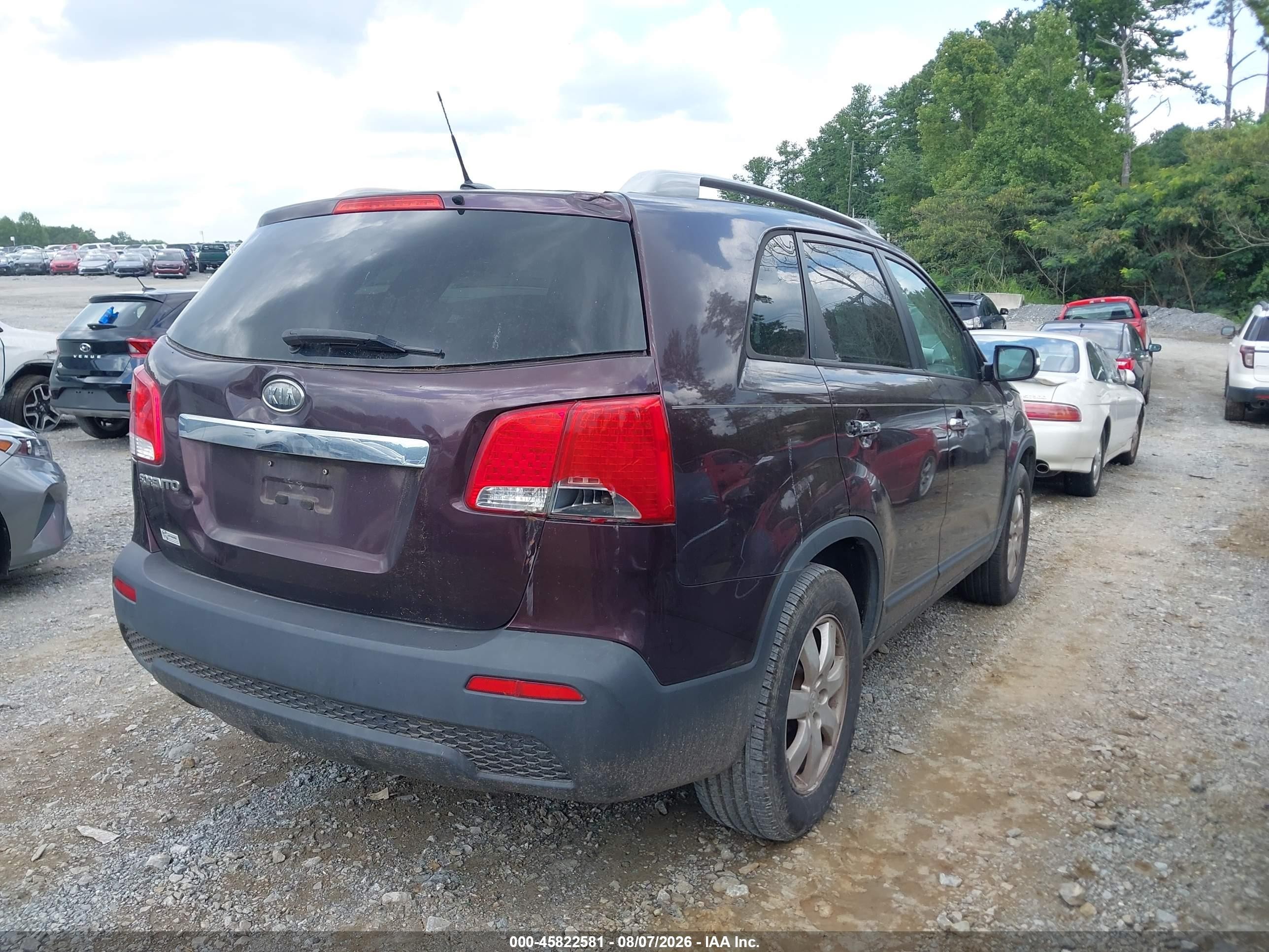 2012 Kia Sorento Lx V6 Purple vin: 5XYKT4A24CG250749