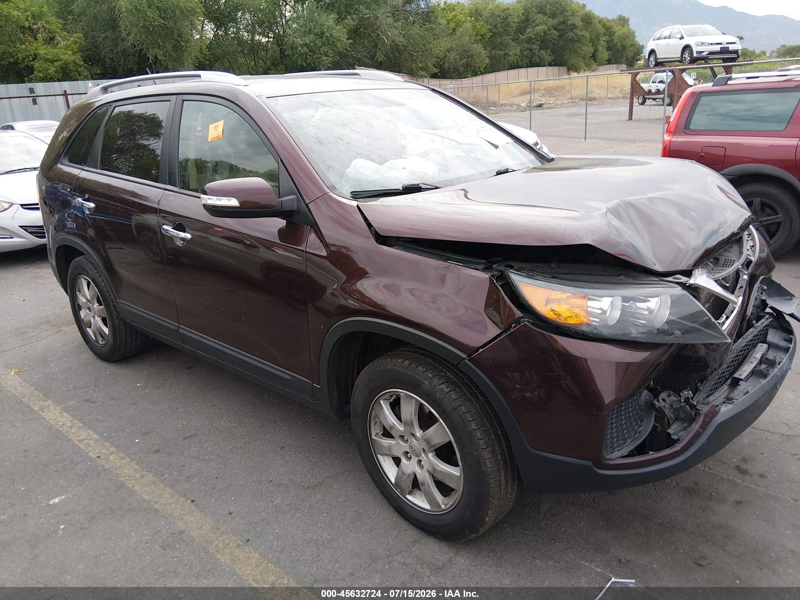 2013 Kia Sorento Lx V6 Burgundy vin: 5XYKT4A24DG383853