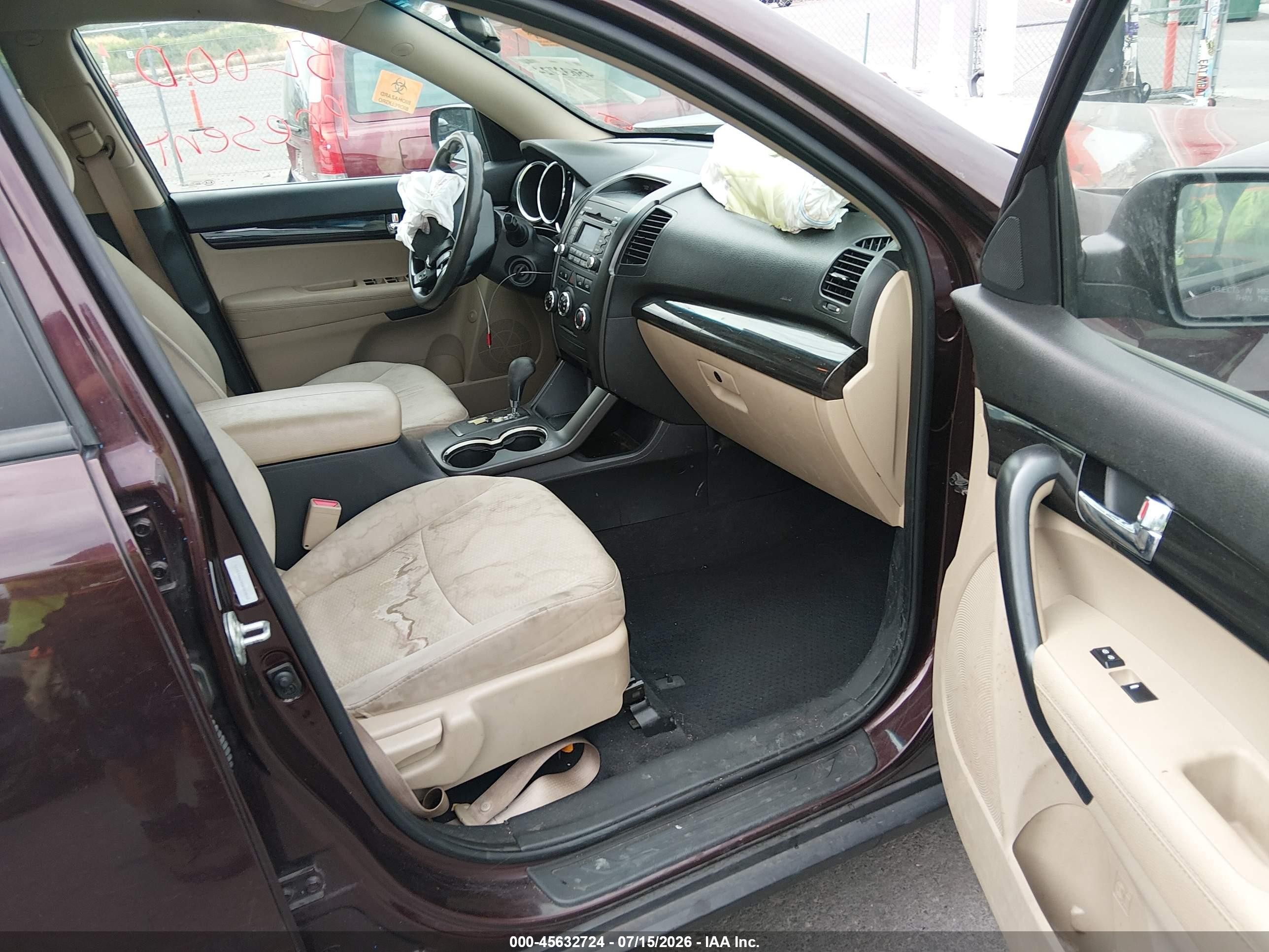 2013 Kia Sorento Lx V6 Burgundy vin: 5XYKT4A24DG383853