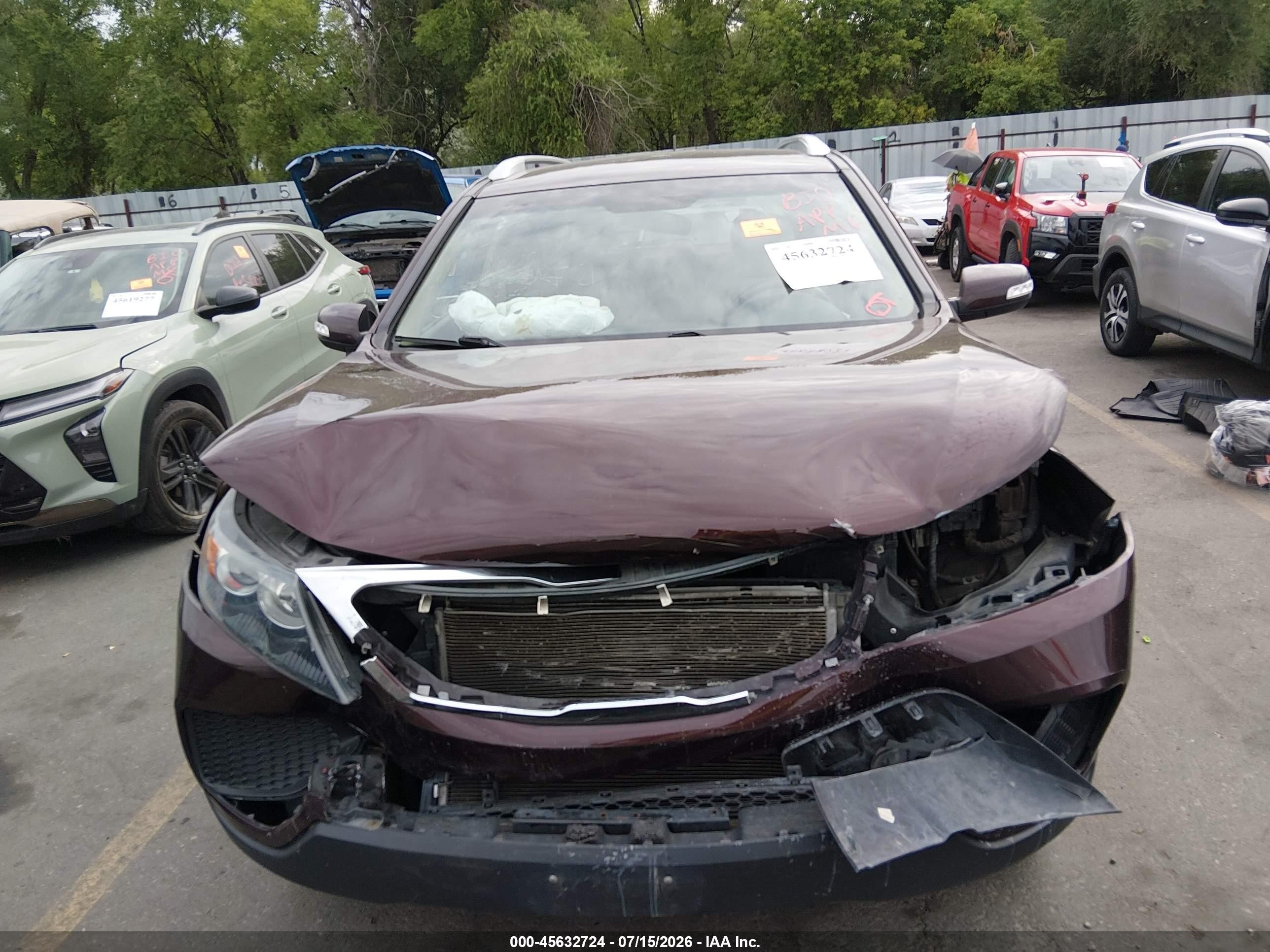 2013 Kia Sorento Lx V6 Burgundy vin: 5XYKT4A24DG383853