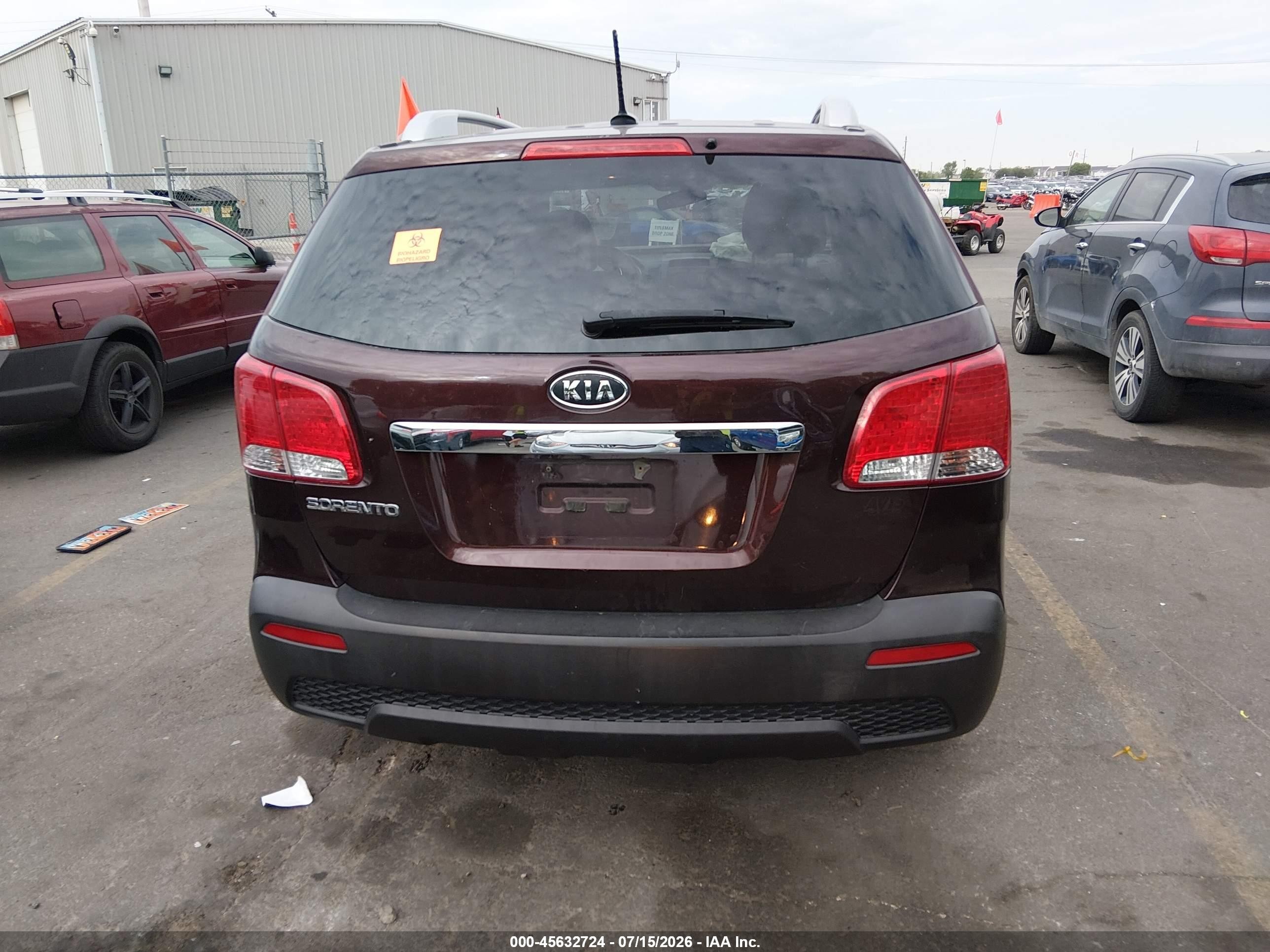 2013 Kia Sorento Lx V6 Burgundy vin: 5XYKT4A24DG383853