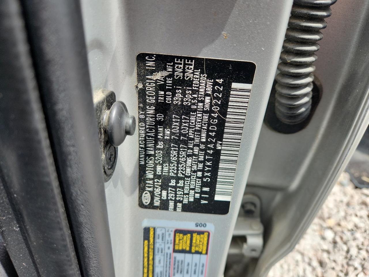2013 Kia Sorento Lx Silver vin: 5XYKT4A24DG402224