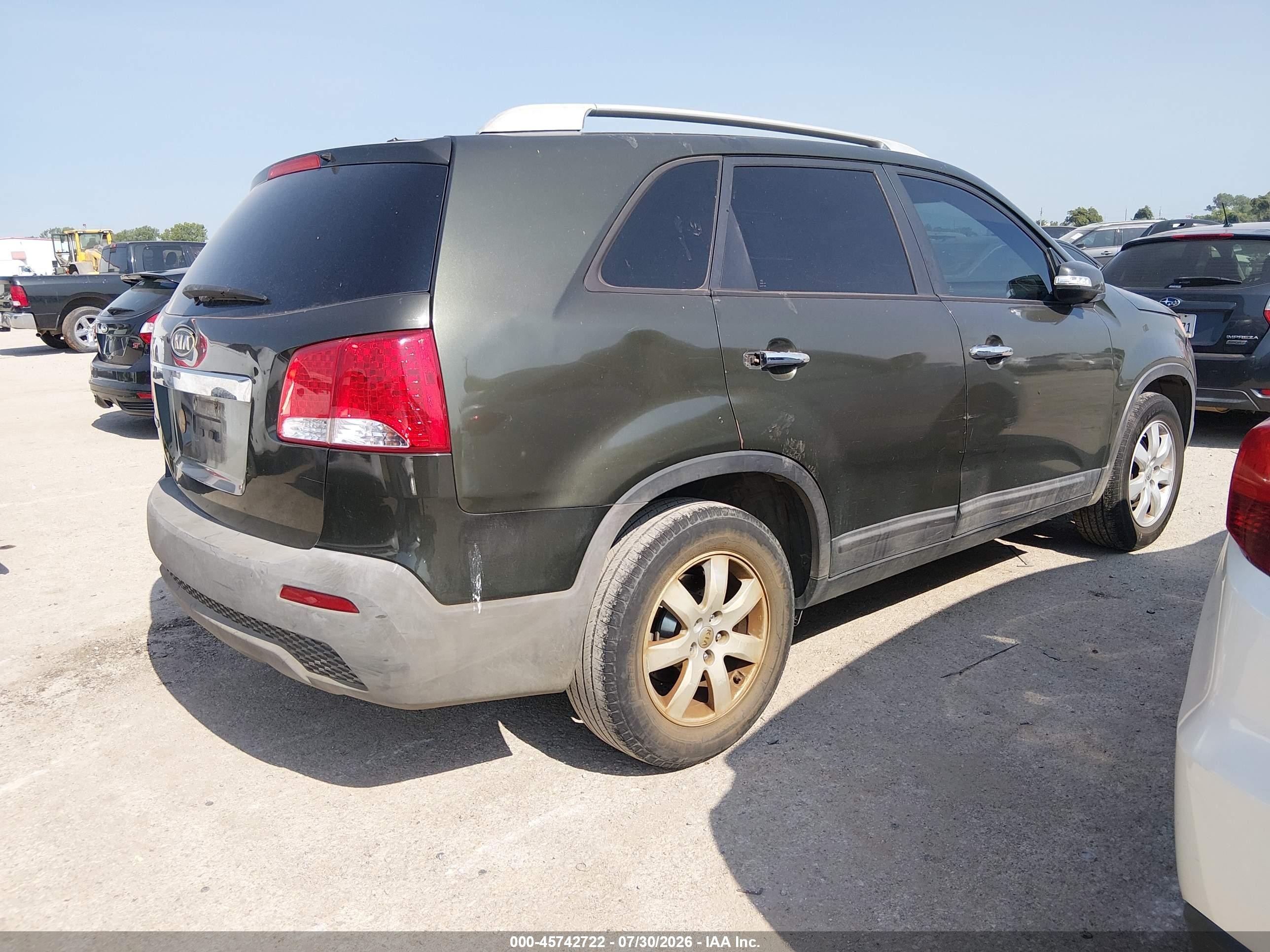 2013 Kia Sorento Lx V6 Green vin: 5XYKT4A25DG320566
