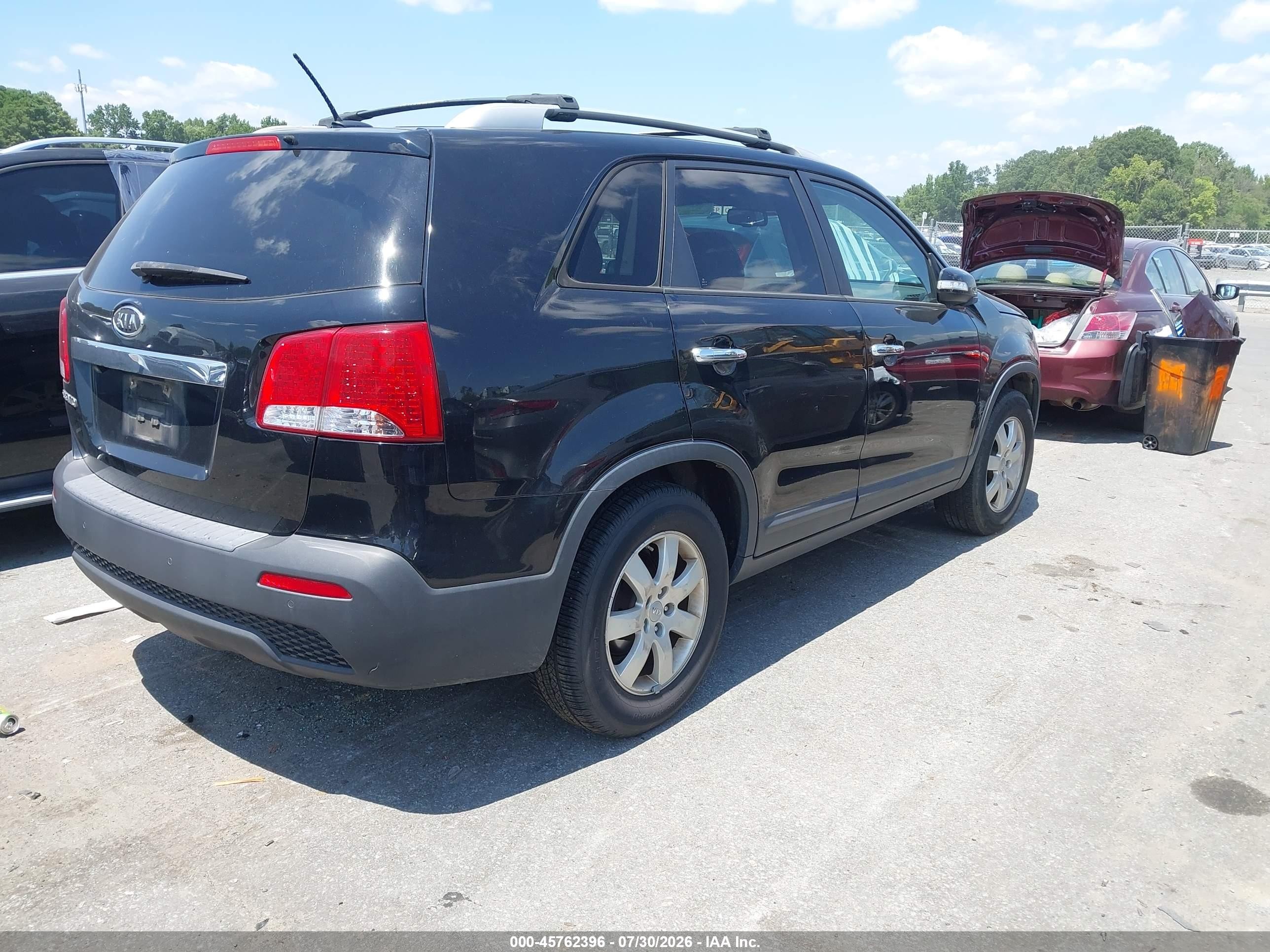 2013 Kia Sorento Lx V6 Black vin: 5XYKT4A25DG337450