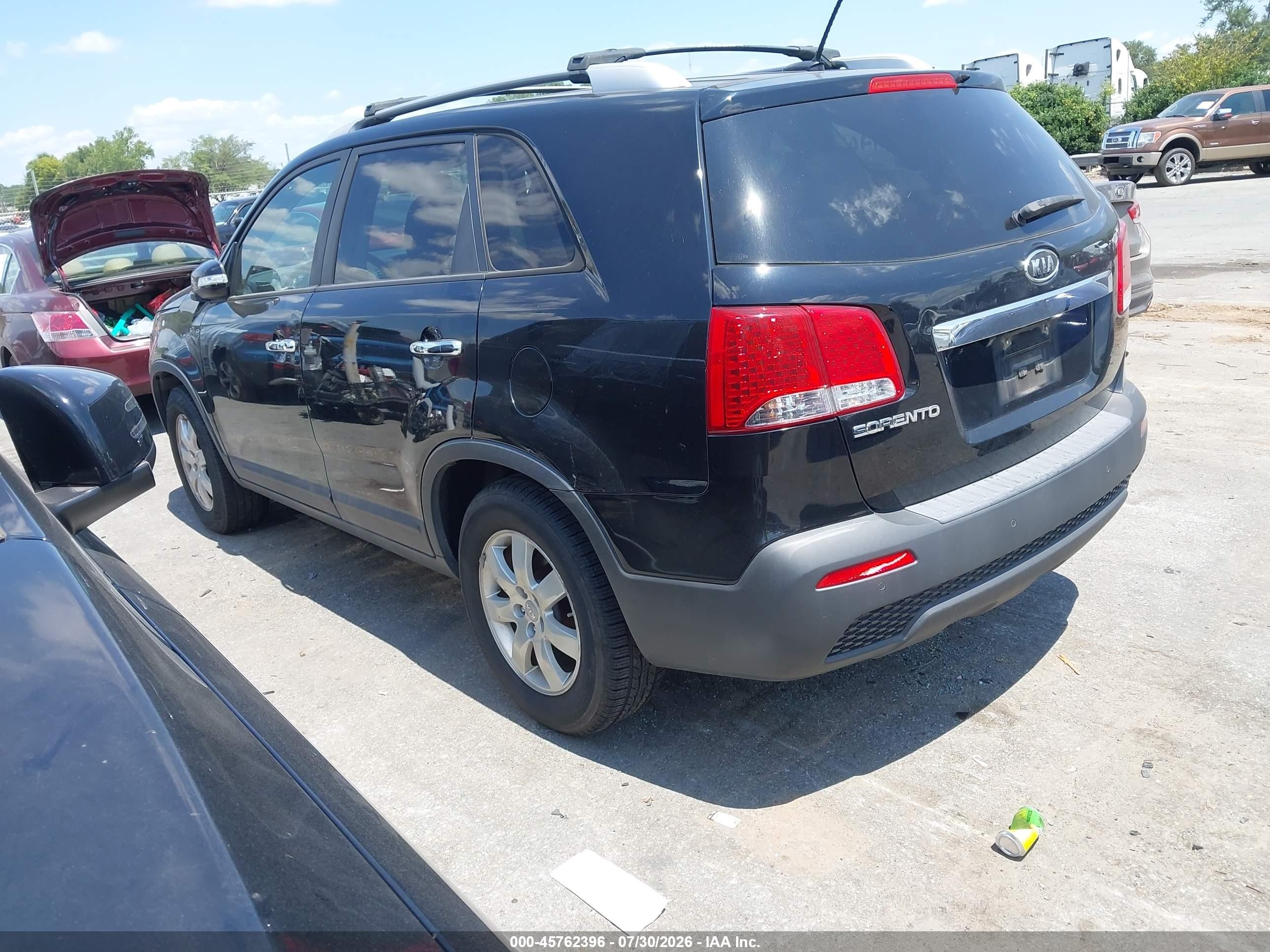 2013 Kia Sorento Lx V6 Black vin: 5XYKT4A25DG337450