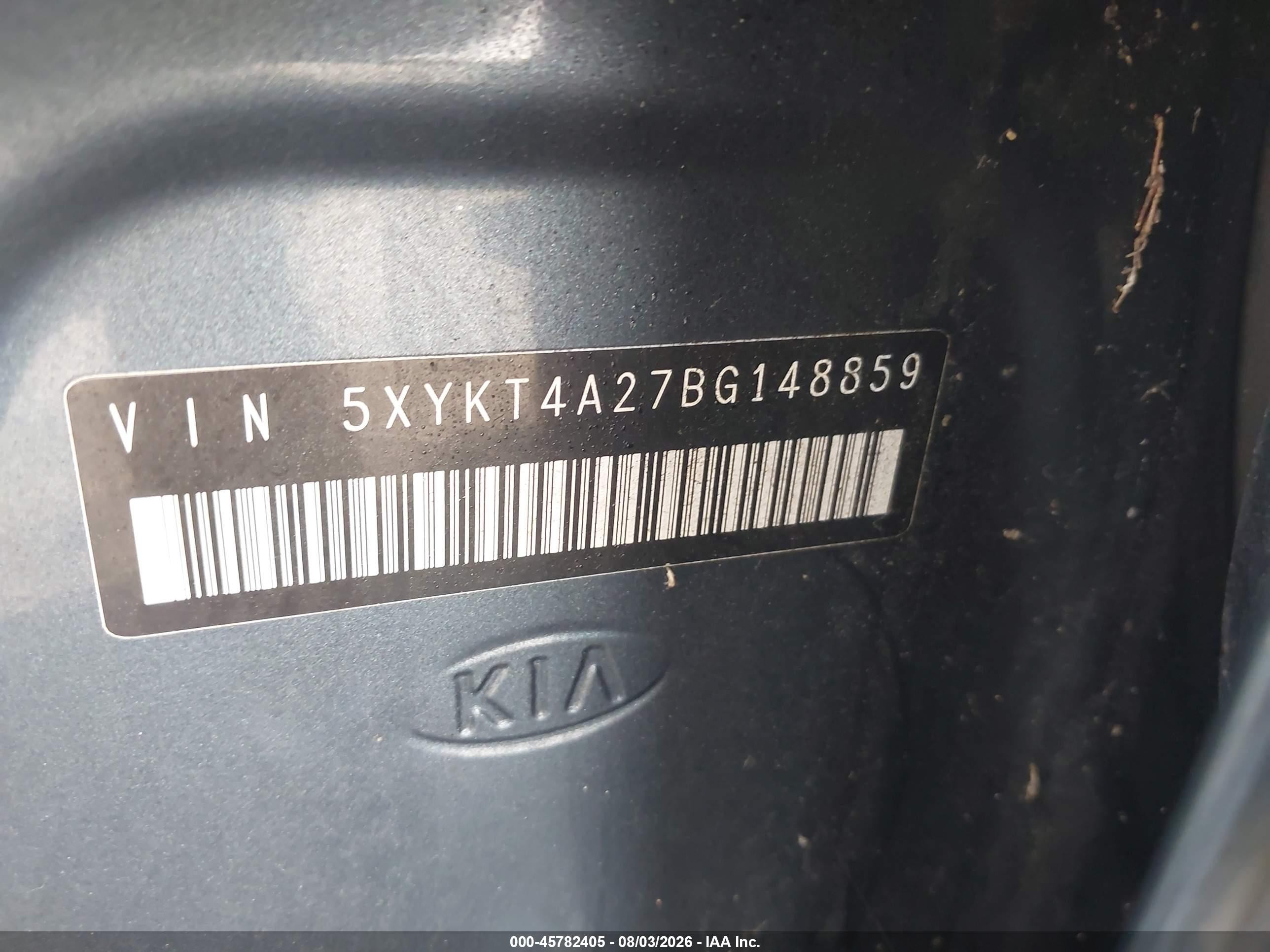 2011 Kia Sorento Lx V6 Черный vin: 5XYKT4A27BG148859