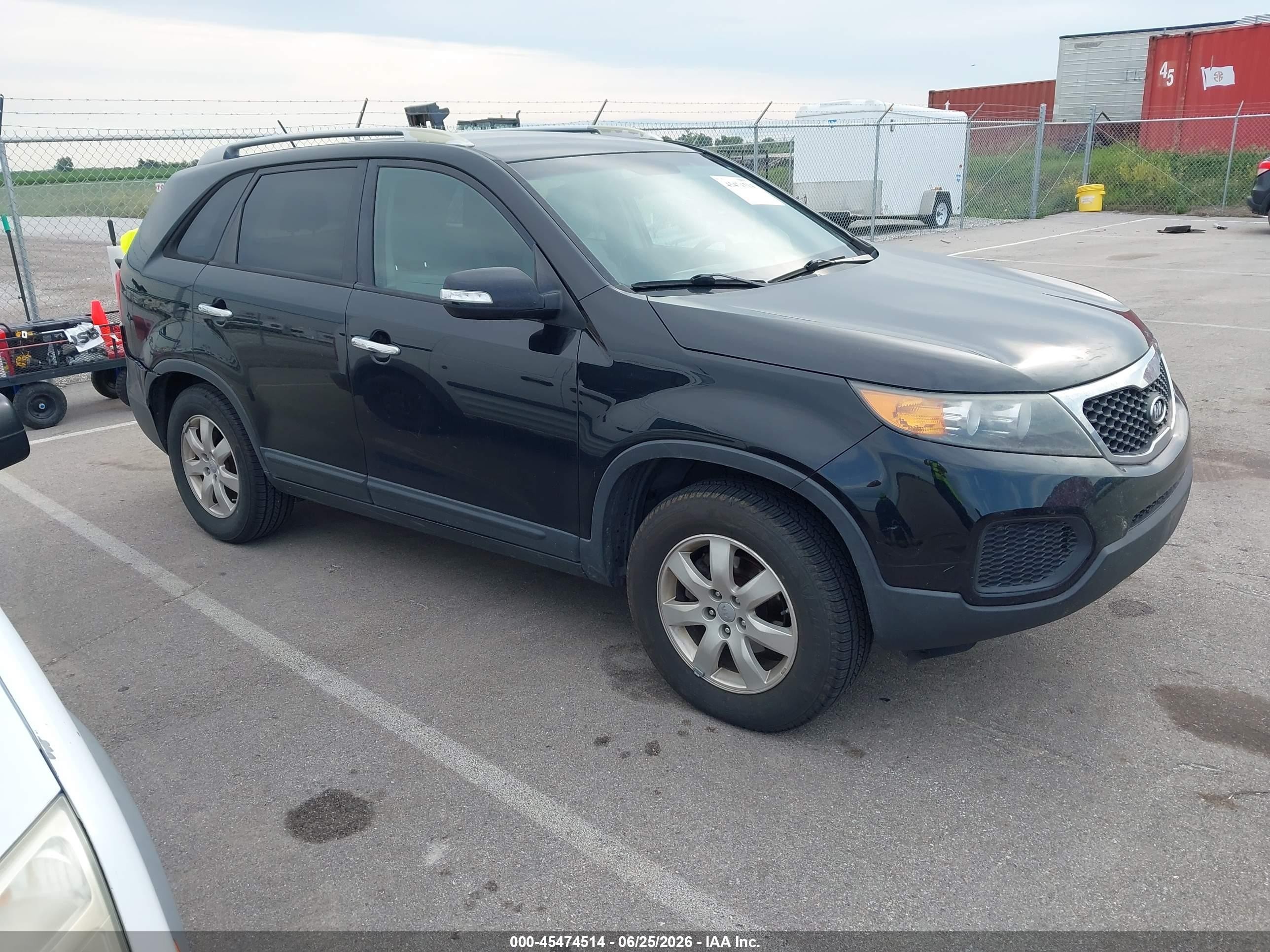 2013 Kia Sorento Lx V6 Black vin: 5XYKT4A28DG323252