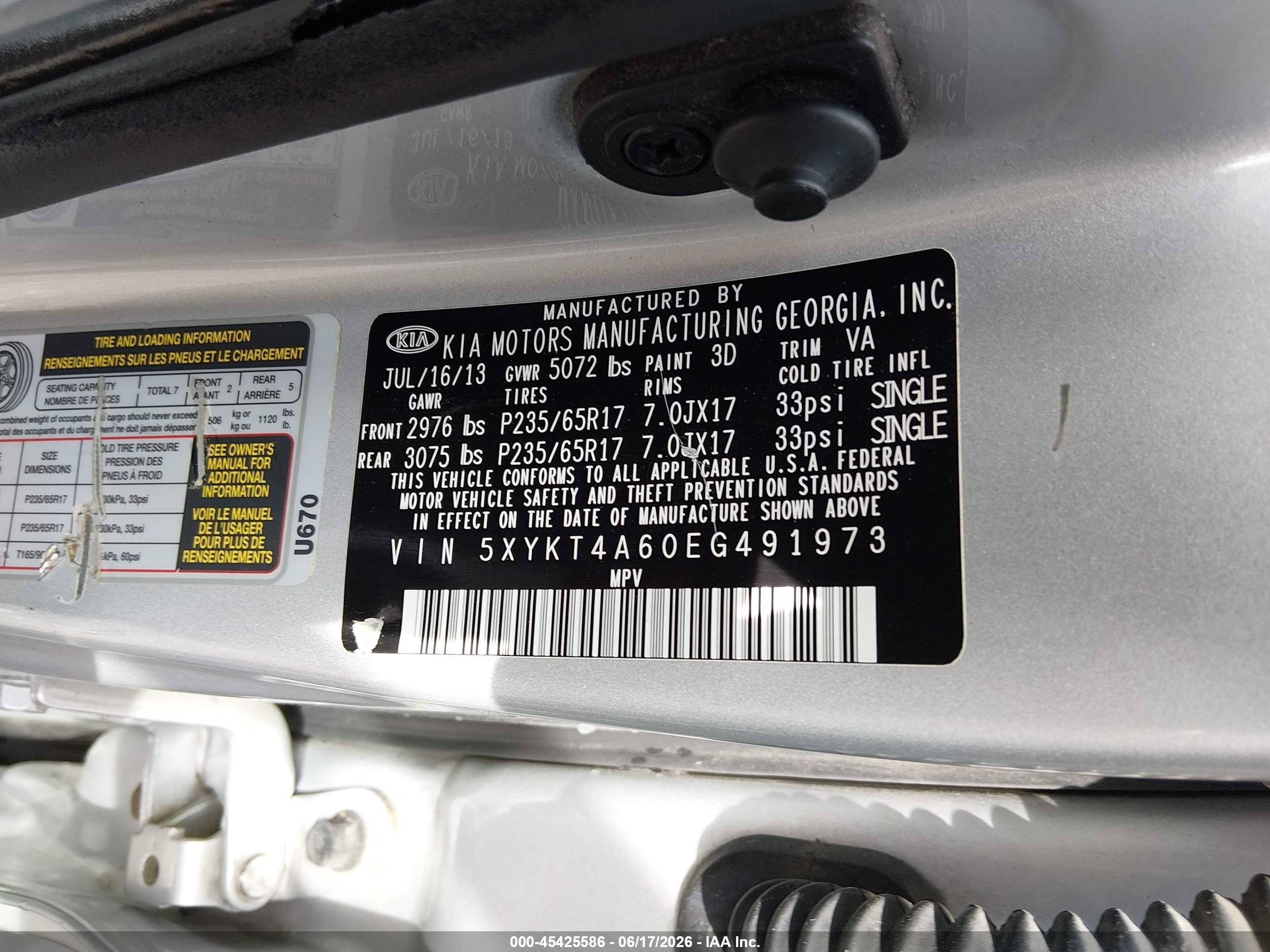 2014 Kia Sorento Lx Silver vin: 5XYKT4A60EG491973