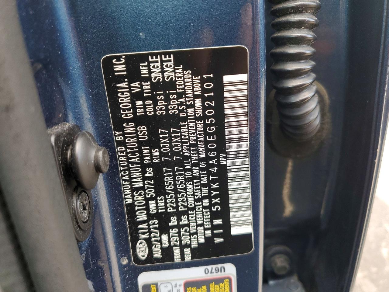 2014 Kia Sorento Lx Blue vin: 5XYKT4A60EG502101