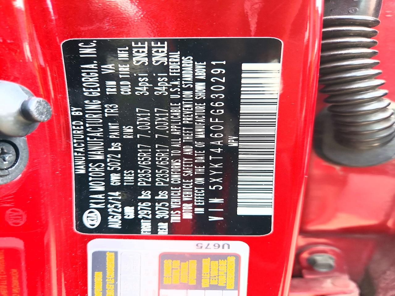 2015 Kia Sorento Lx Red vin: 5XYKT4A60FG630291