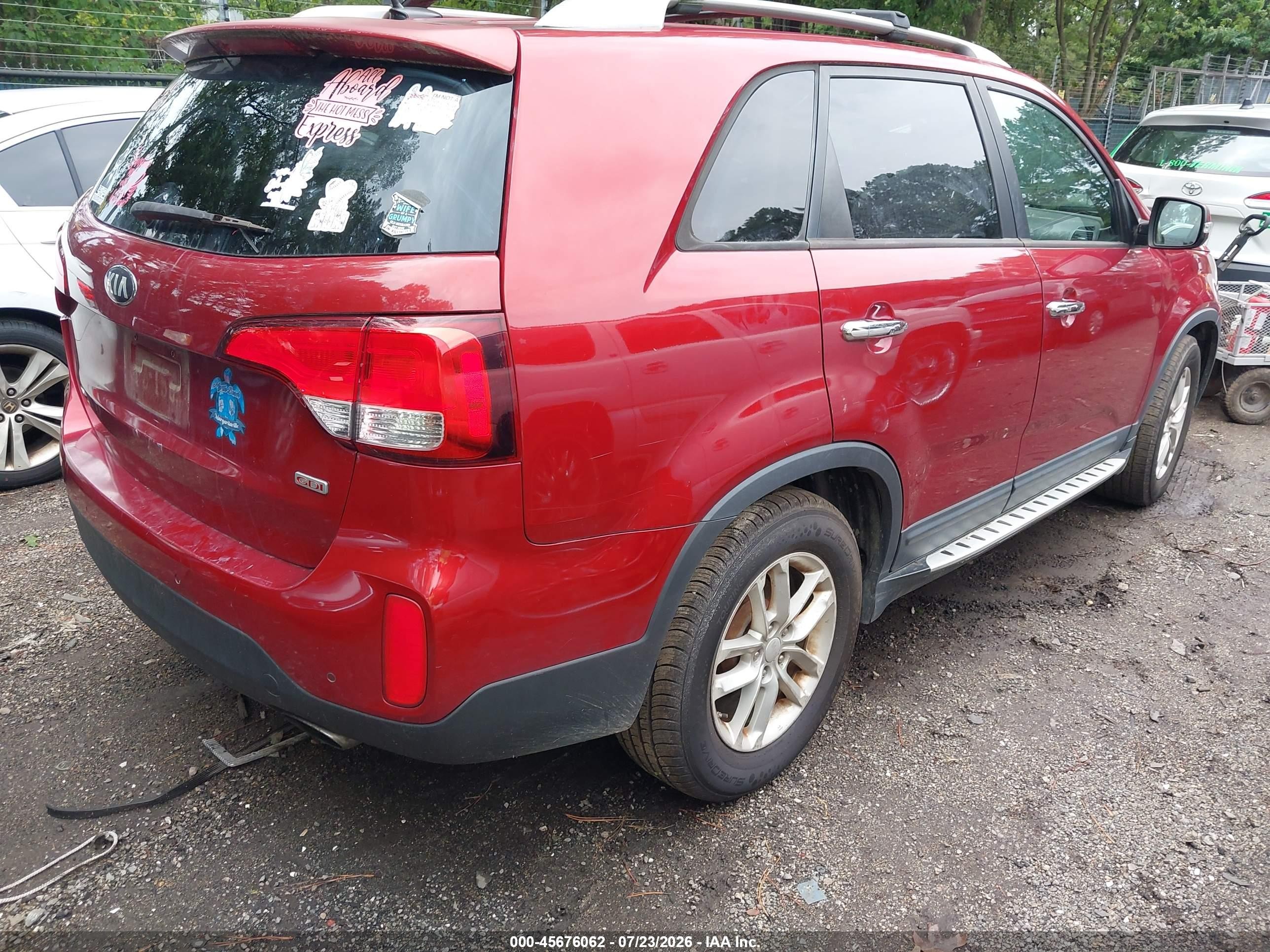 2014 Kia Sorento Lx Red vin: 5XYKT4A61EG512944