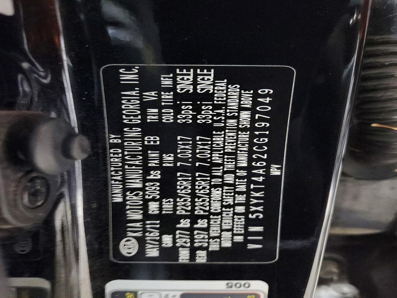 2012 Kia Sorento Lx Черный vin: 5XYKT4A62CG197049