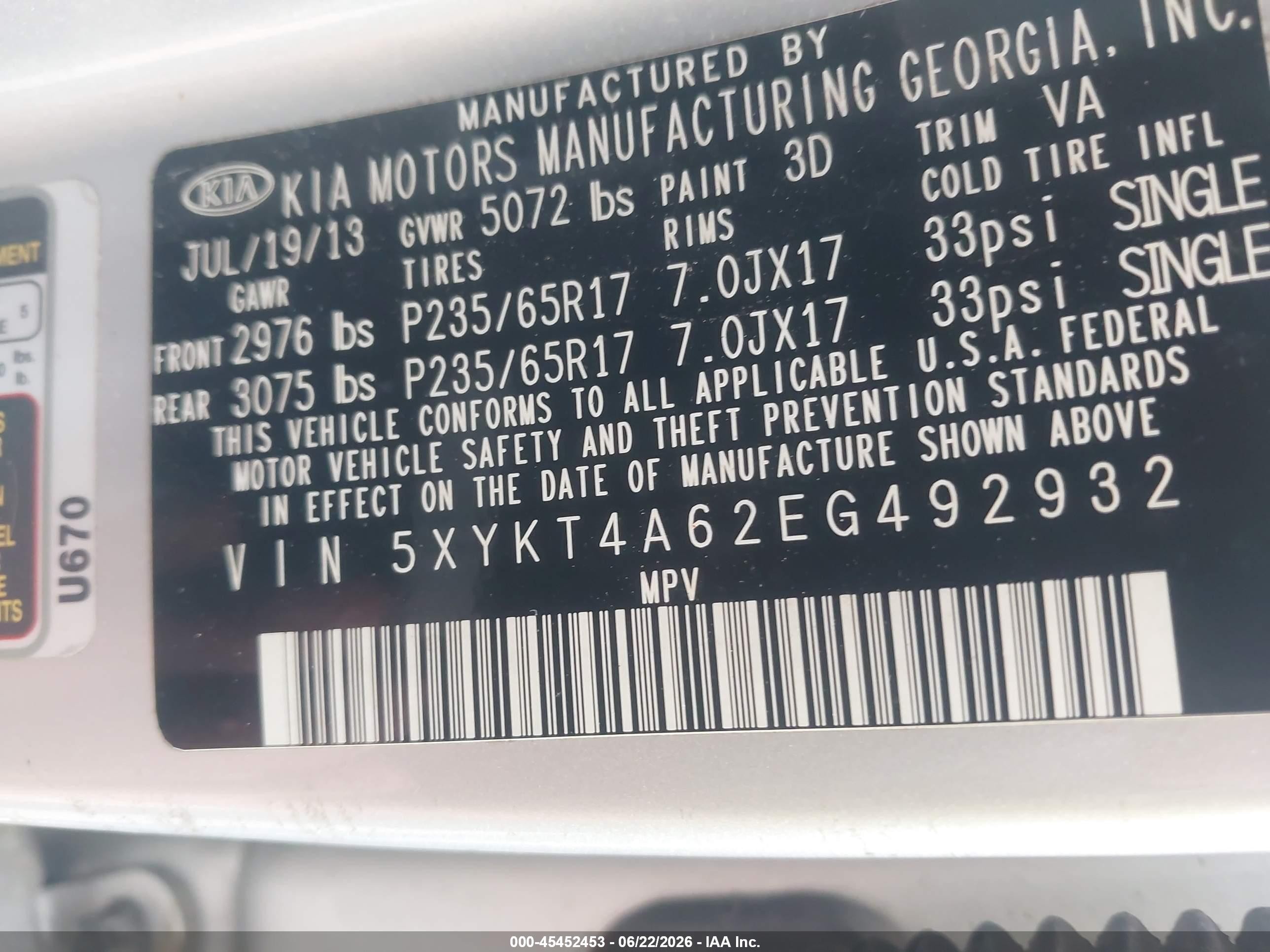 2014 Kia Sorento Lx Silver vin: 5XYKT4A62EG492932