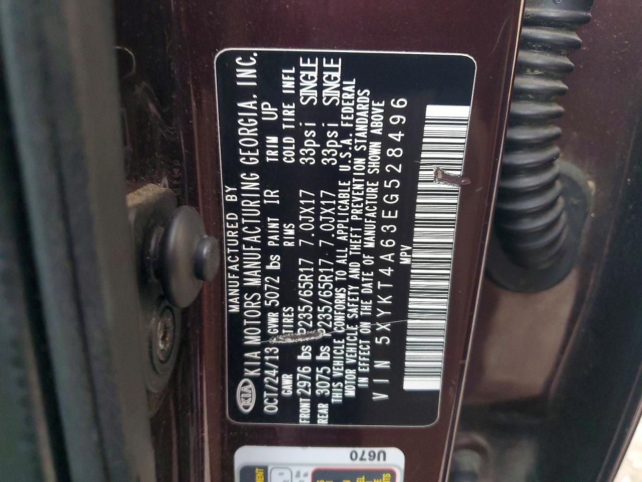 2014 Kia Sorento Lx Burgundy vin: 5XYKT4A63EG528496