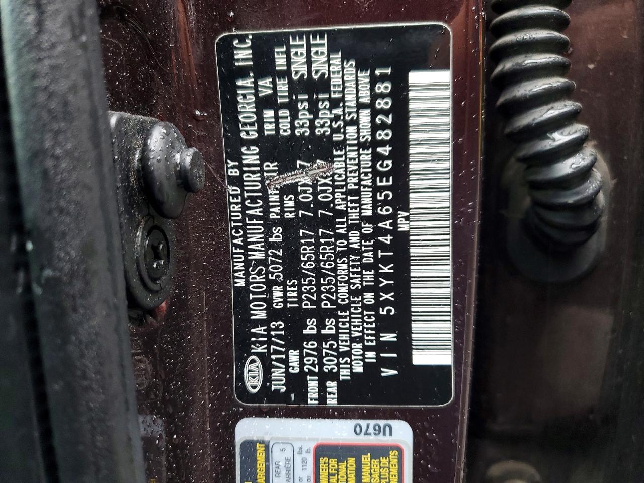 2014 Kia Sorento Lx Maroon vin: 5XYKT4A65EG482881