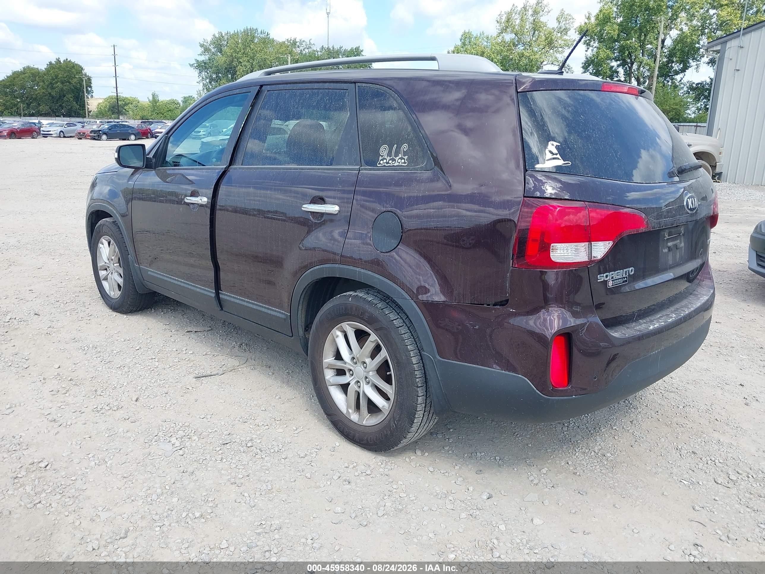 2015 Kia Sorento Lx Темно-бордовый vin: 5XYKT4A65FG598325