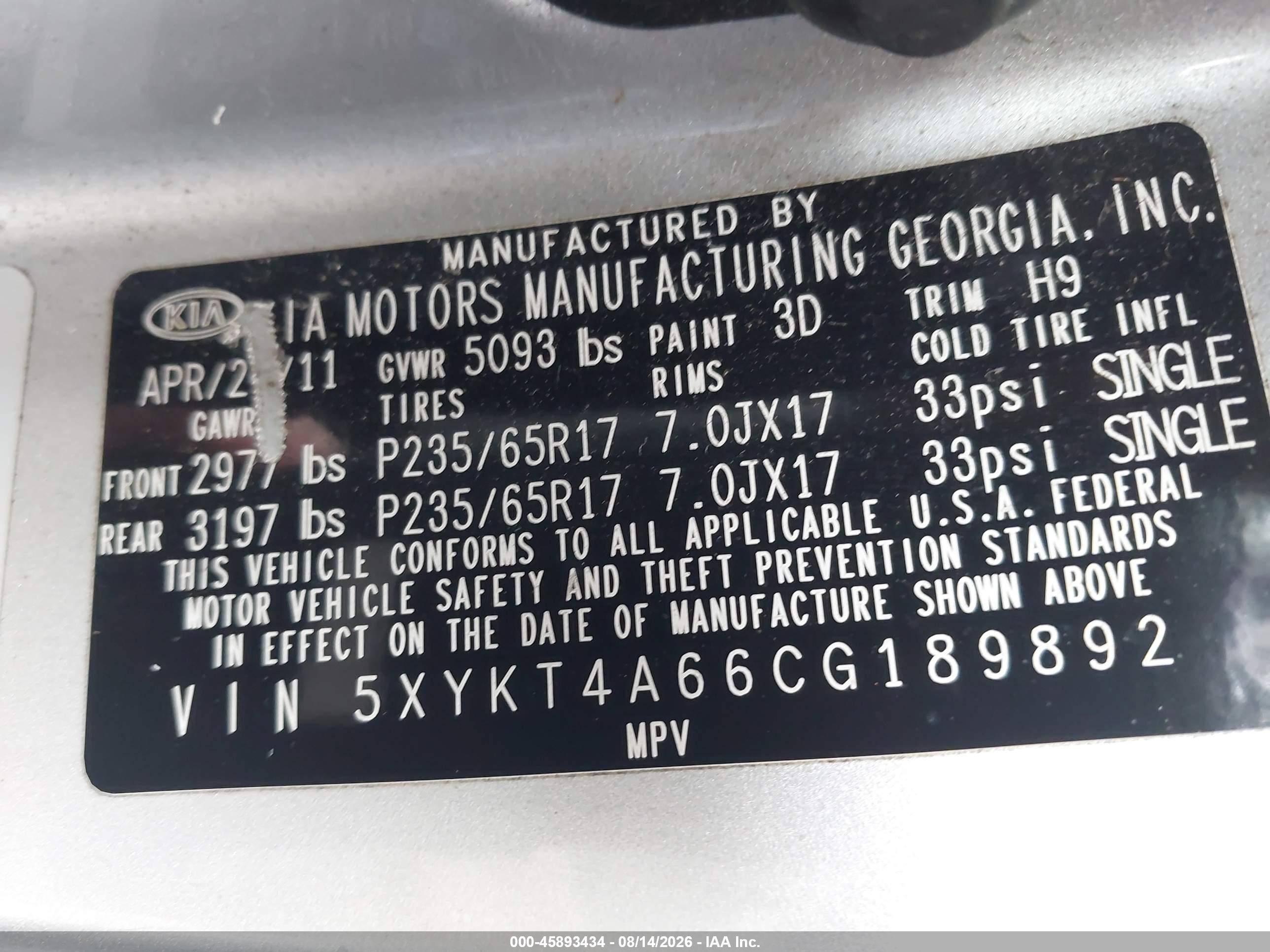 2012 Kia Sorento Lx Silver vin: 5XYKT4A66CG189892