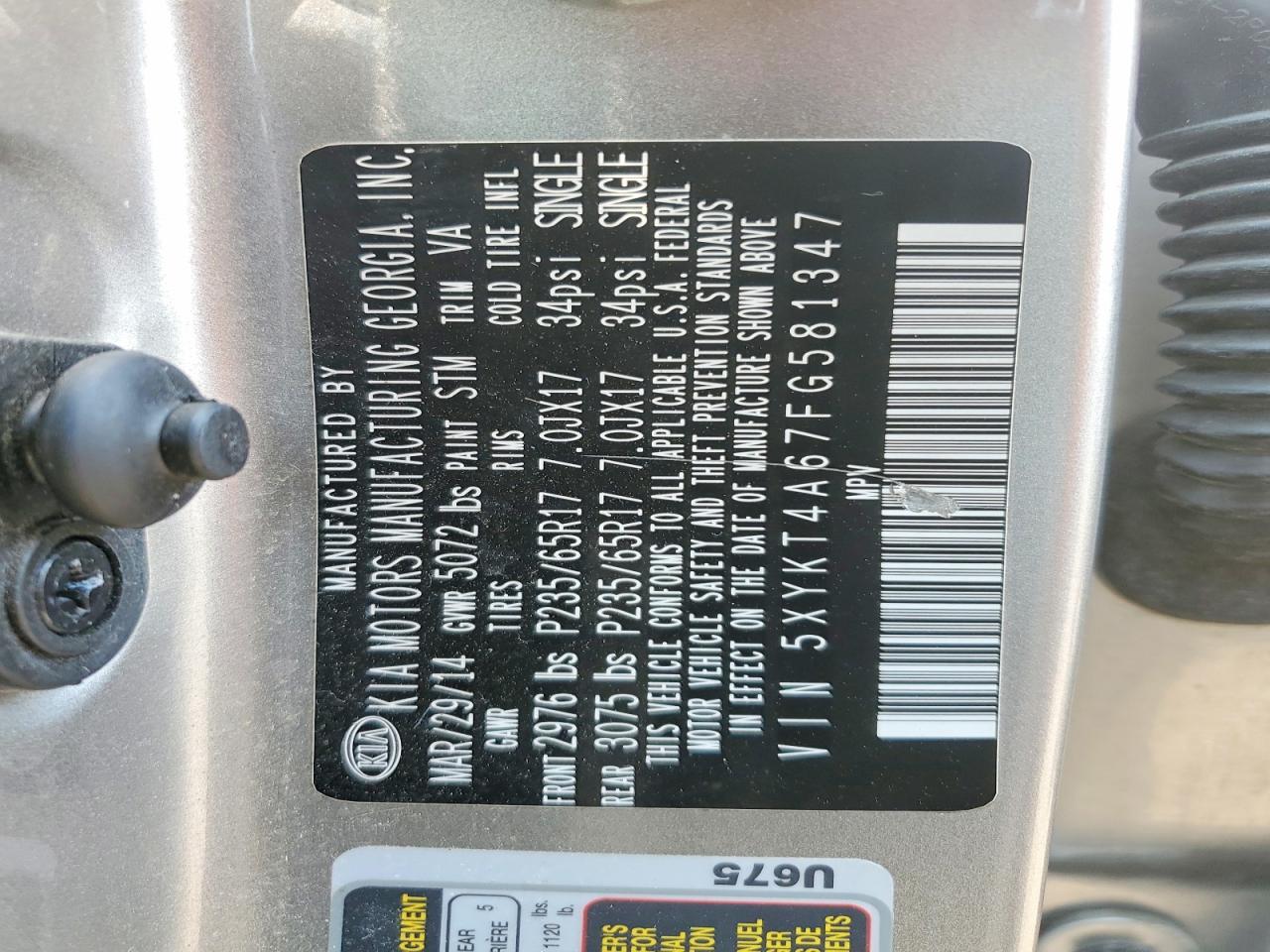2015 Kia Sorento Lx Silver vin: 5XYKT4A67FG581347