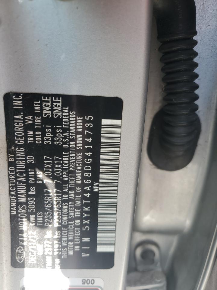 2013 Kia Sorento Lx Silver vin: 5XYKT4A68DG414735
