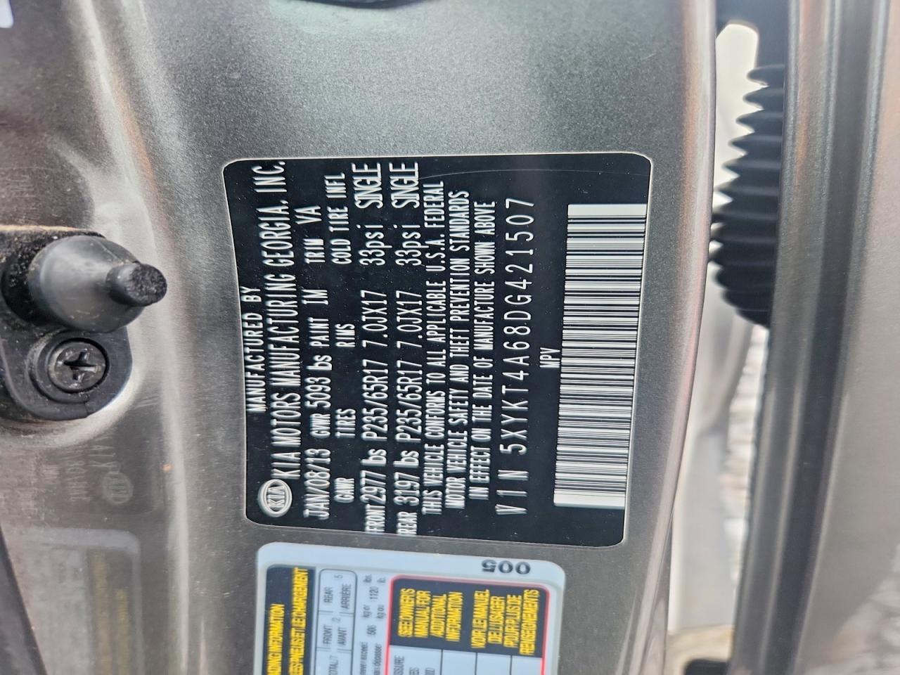 2013 Kia Sorento Lx Gray vin: 5XYKT4A68DG421507