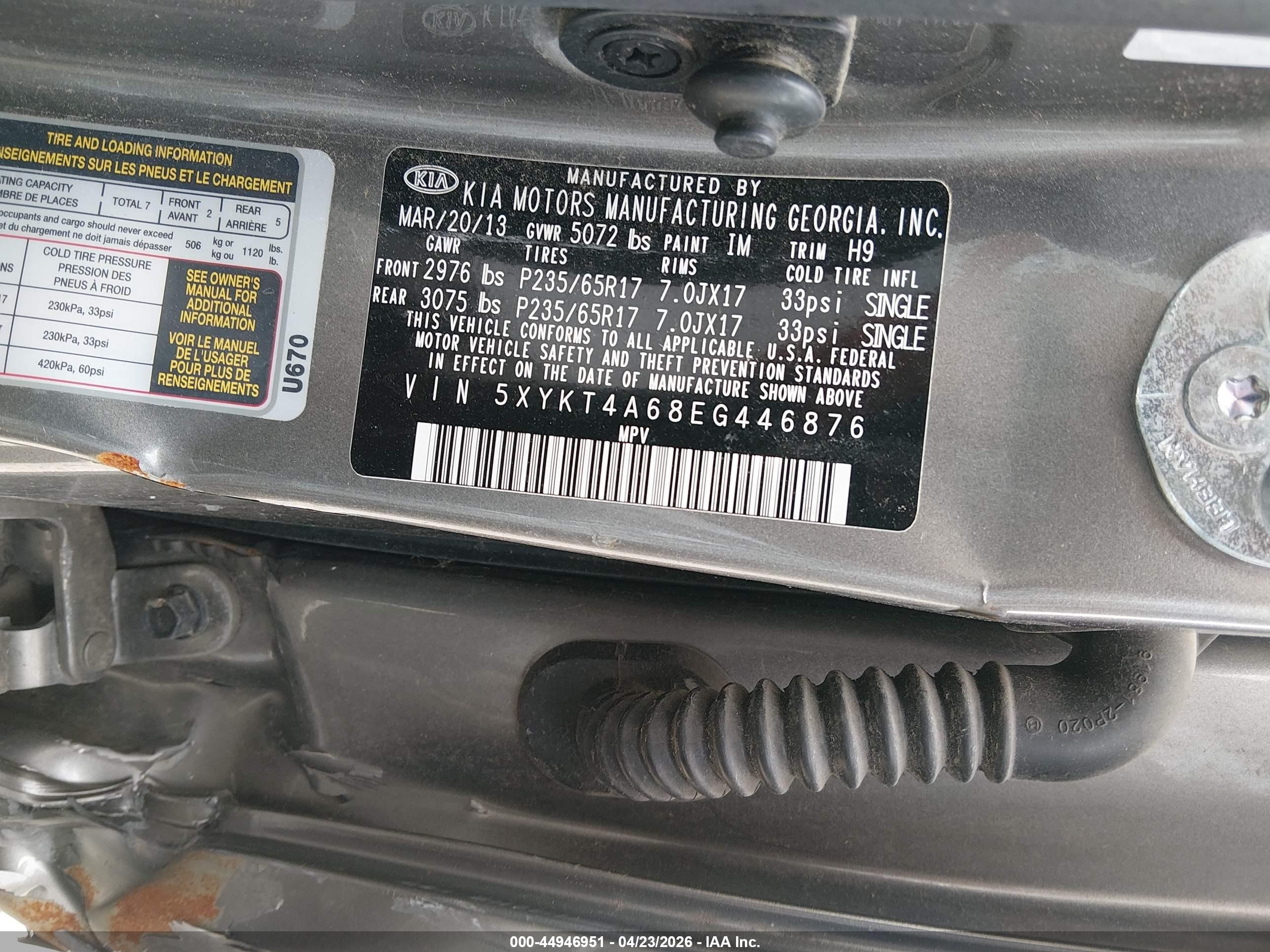 2014 Kia Sorento Lx Gray vin: 5XYKT4A68EG446876