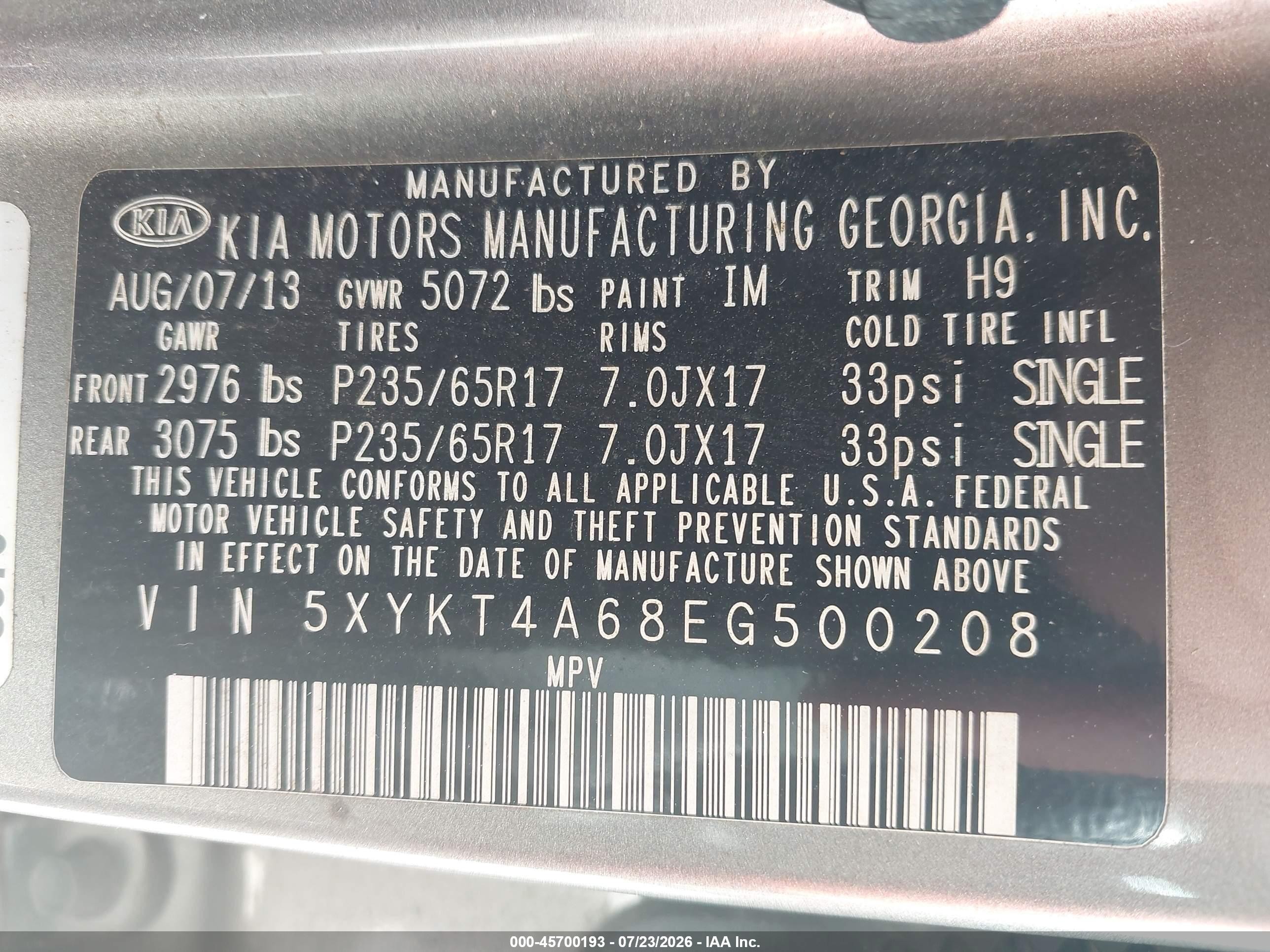 2014 Kia Sorento Lx Tan vin: 5XYKT4A68EG500208